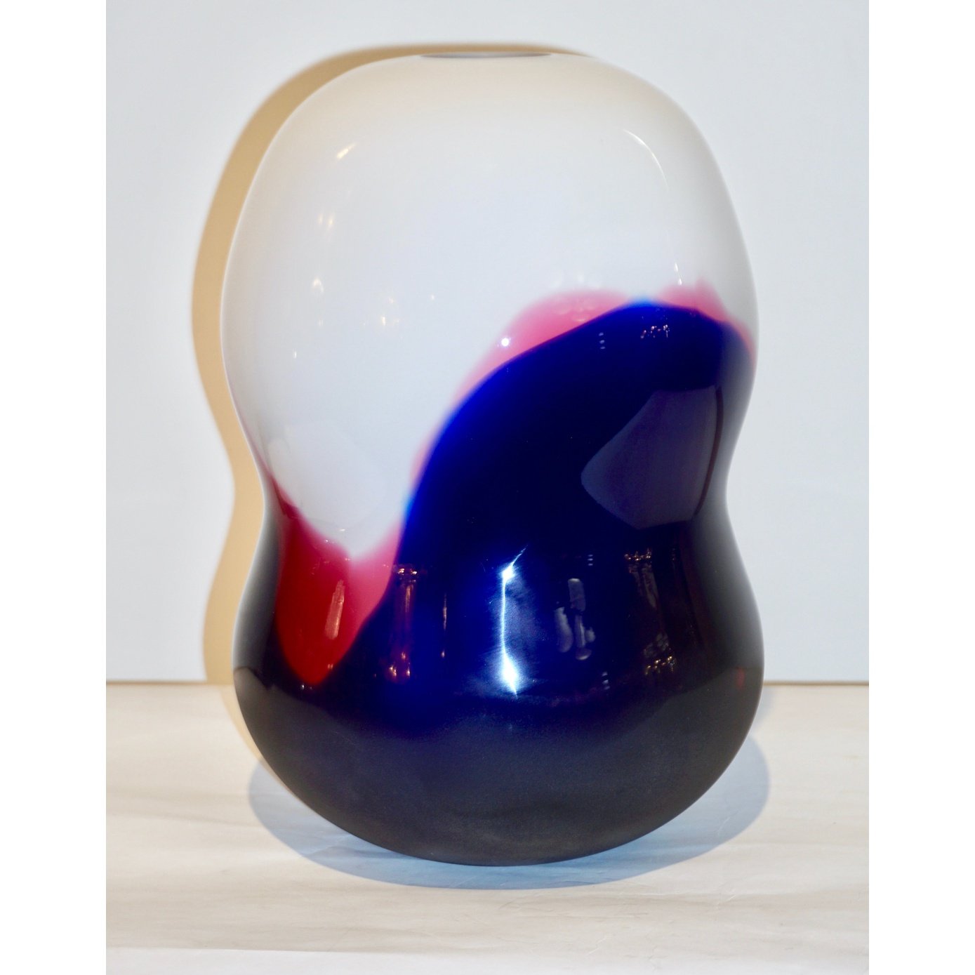 Formia 1980 Italian Vintage Purple Blue White Murano Glass Organic Design Vase