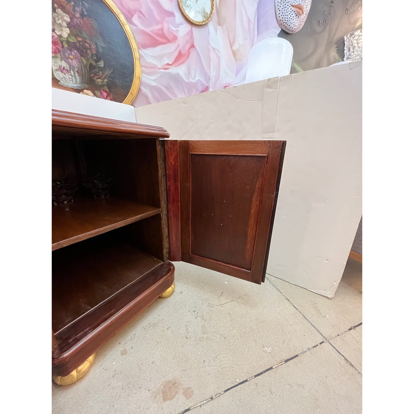 1920s French Art Deco Leather Writing Top Giltwood Carving Rosewood Desk
