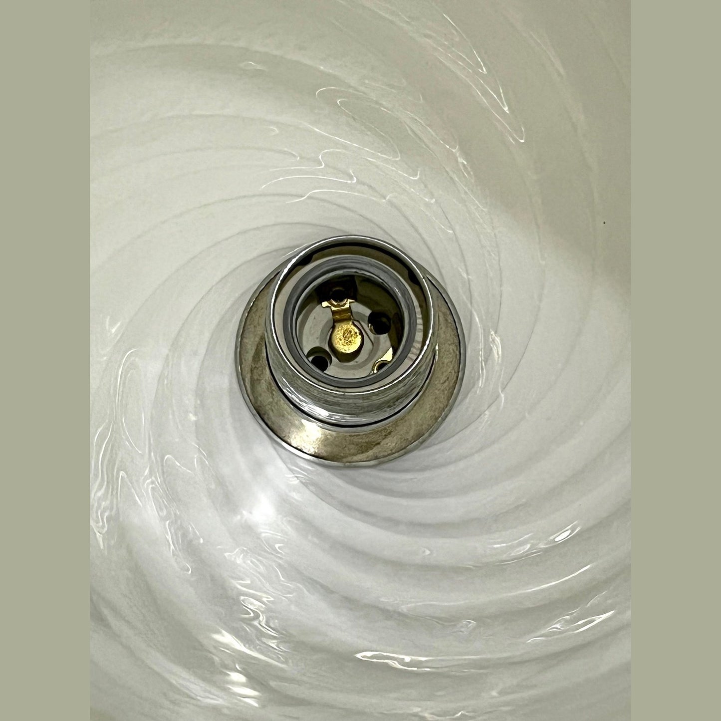 Mazzega 1960s Italian Art Deco Design White and Silver Murano Glass Bowl Sconce