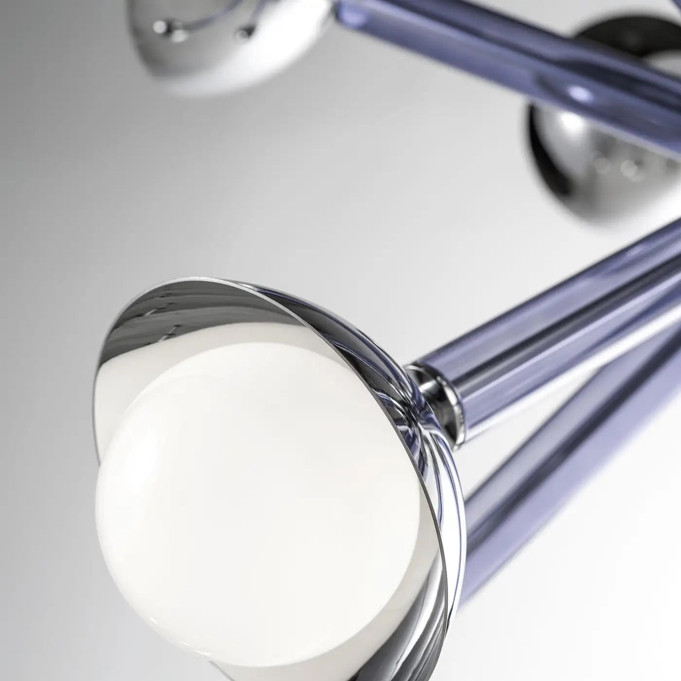 Contemporary Italian Purple Blue Glass Chrome 12-Light Modern Sputnik Chandelier