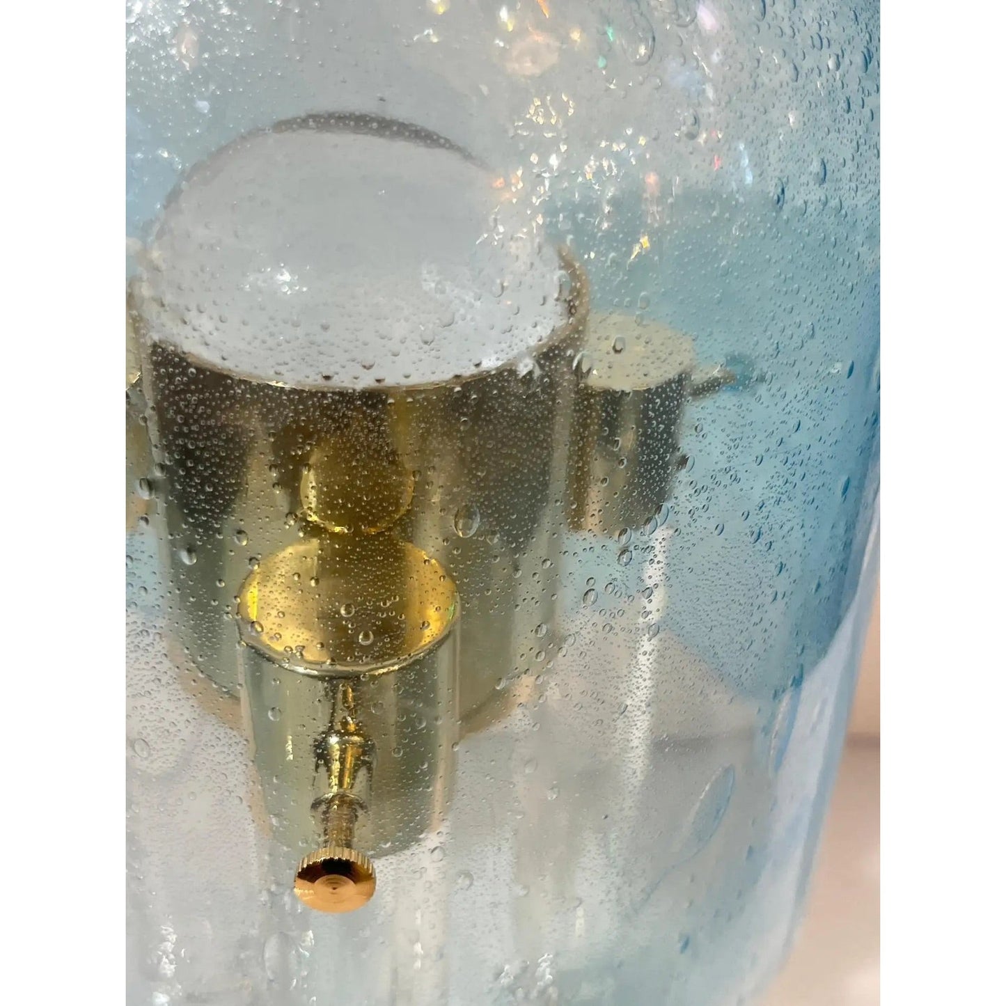 Wireless Italian Dimmable Sky Blue Murano Glass Space Age Nickel Table Lamp