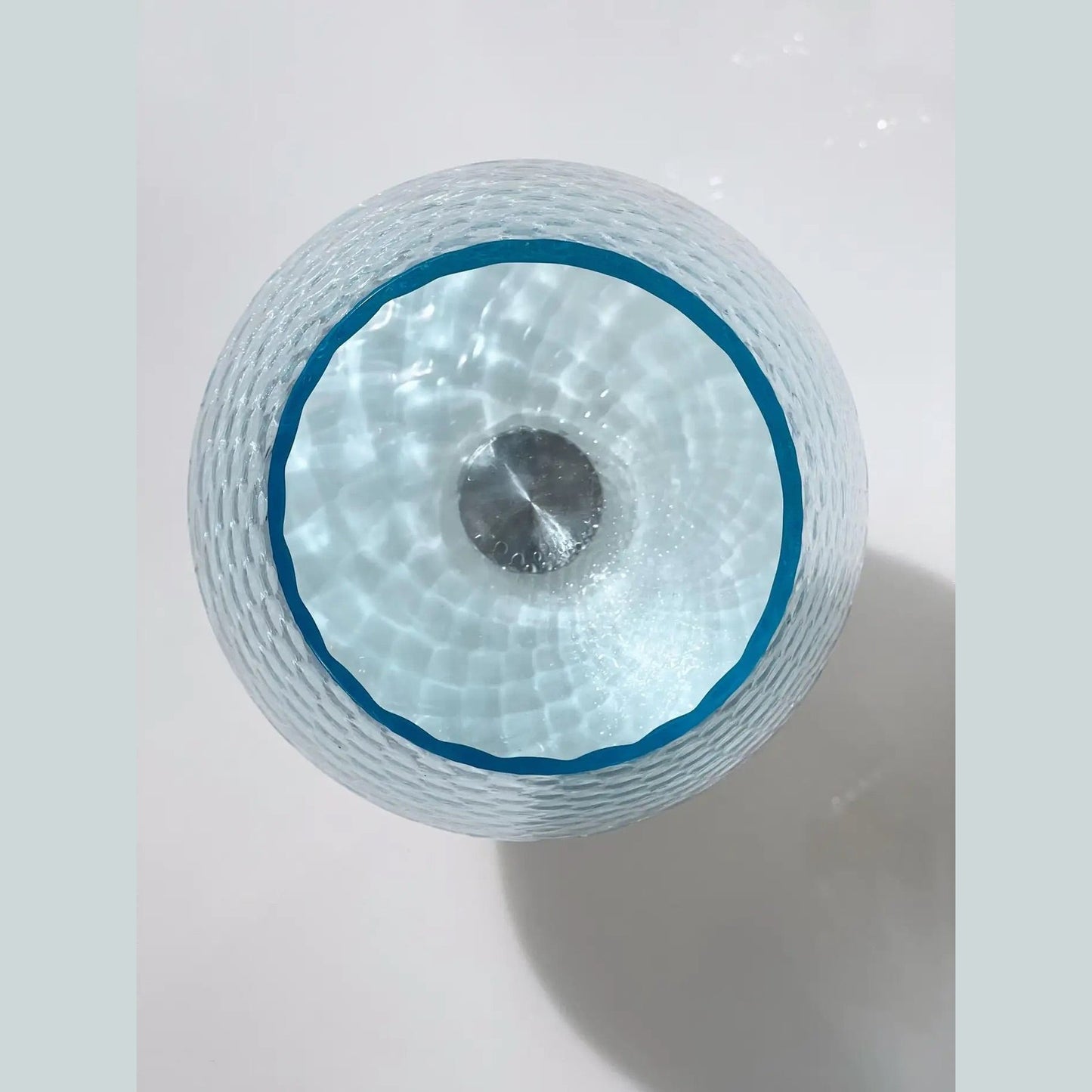 Italian Wireless Dimmable White Light Blue Glass Portable Table Lamp / Lit Vase