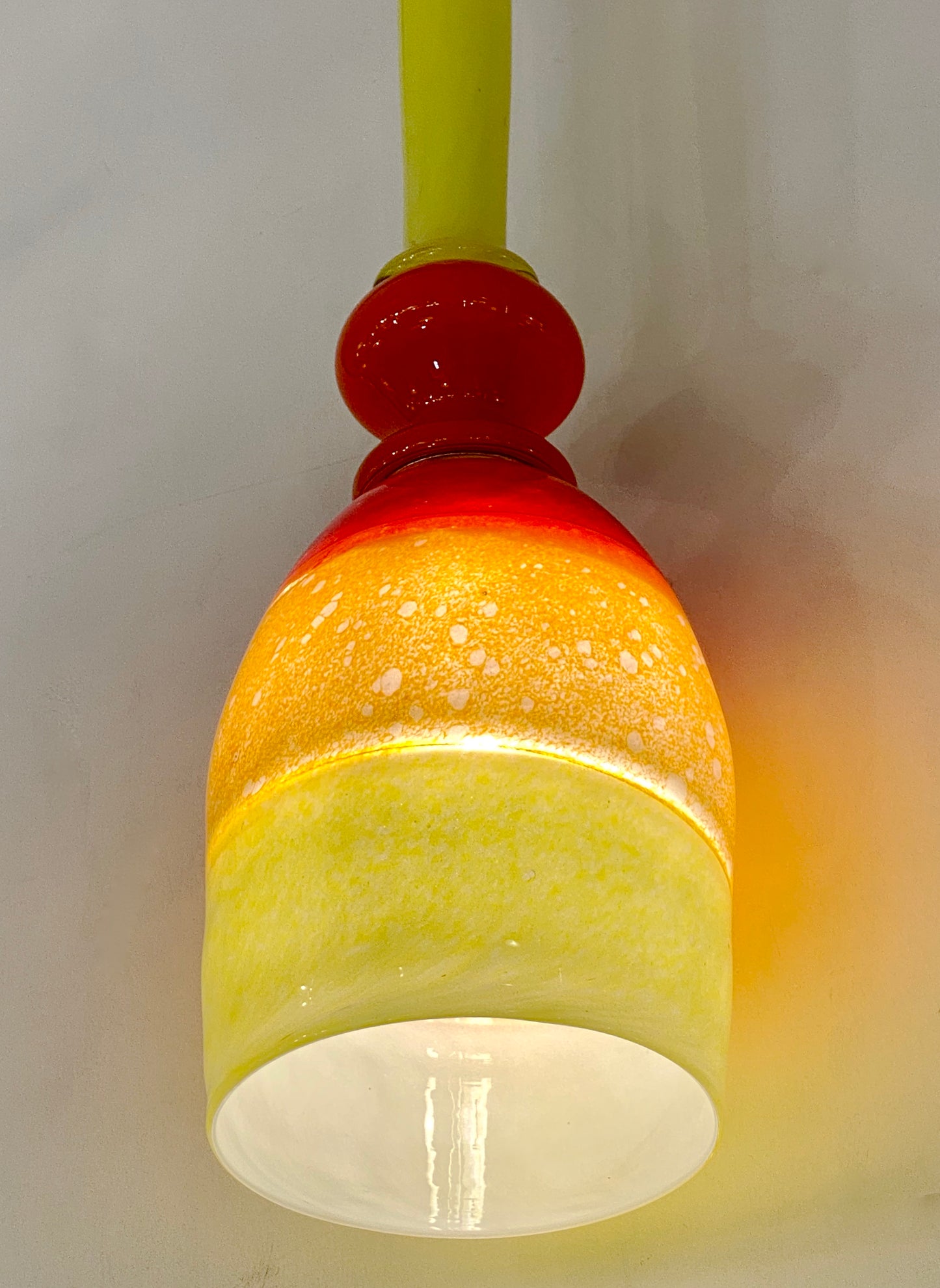 Contemporary Bespoke Italian Organic Yellow Orange Murano Glass Pendant Light