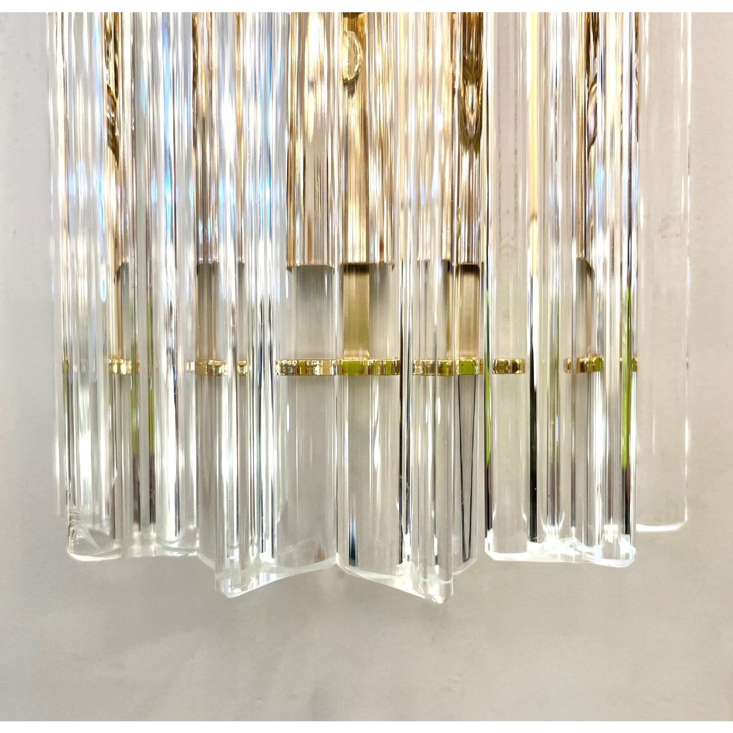 Italian Contemporary Minimalist Brass Crystal Clear Murano Glass Sconce
