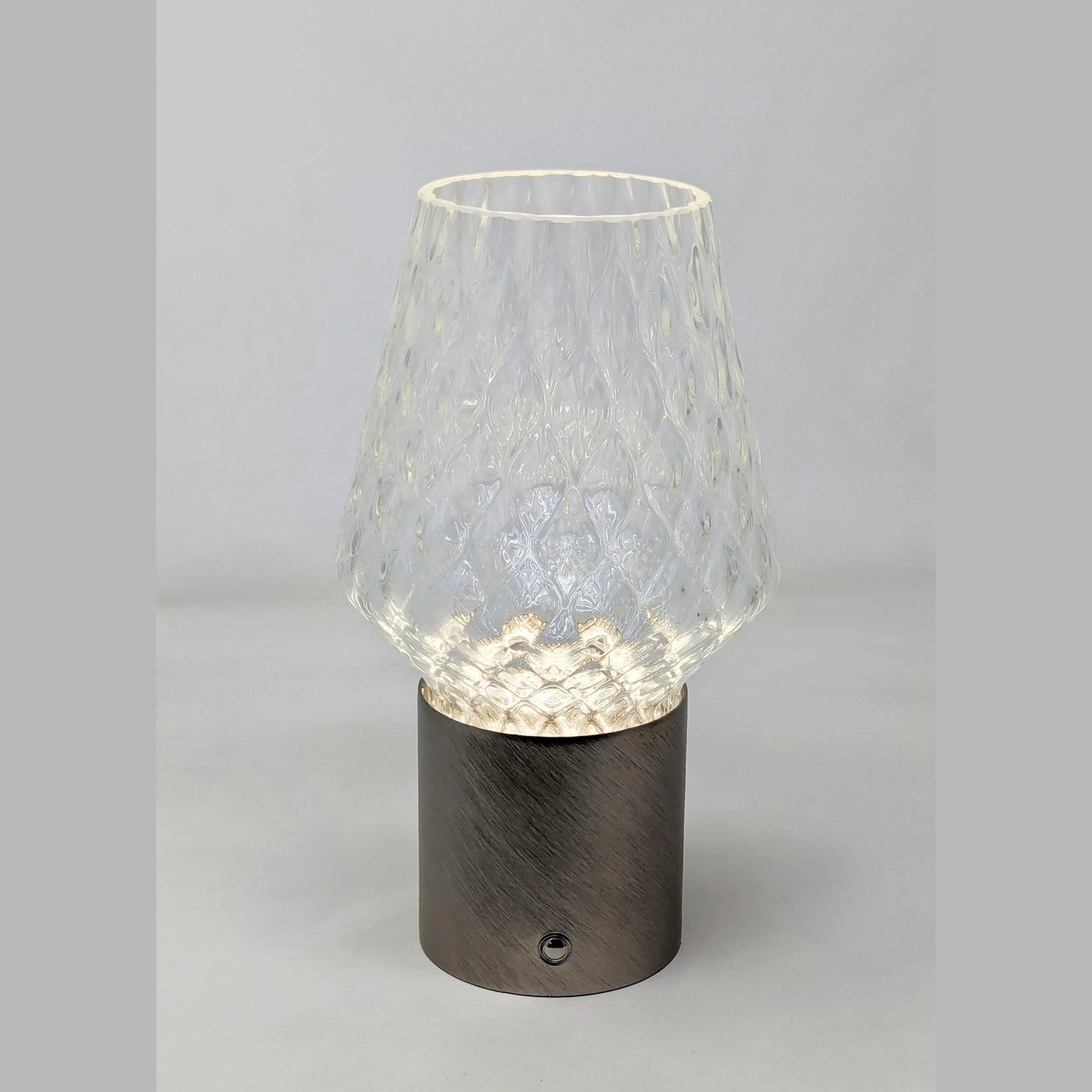 Italian Wireless Brushed Nickel Crystal Glass Portable Mini Table Lamp/Lit Vase