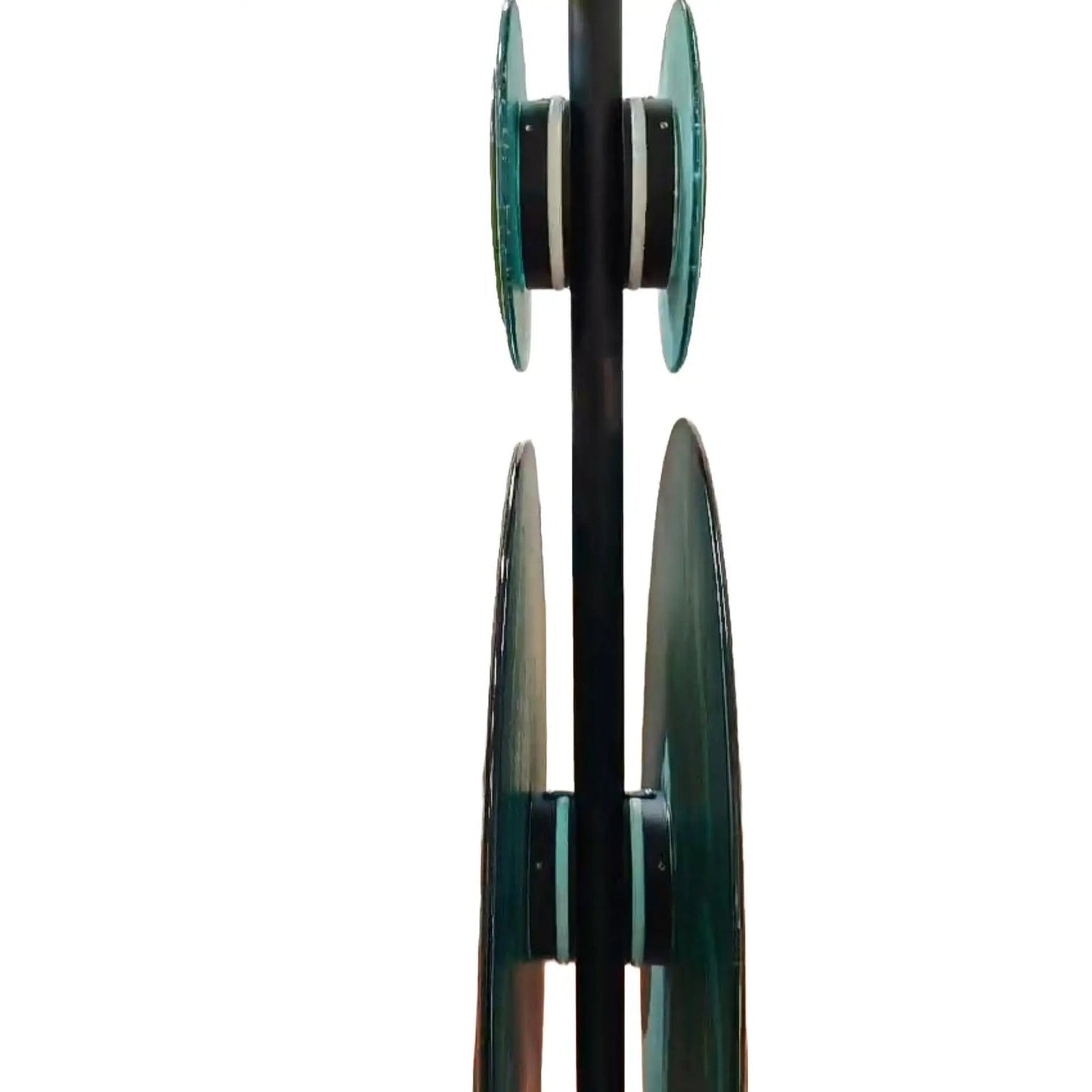 Contemporary Italian Round Green Blue Murano Glass Double Discs Totem Floor Lamp