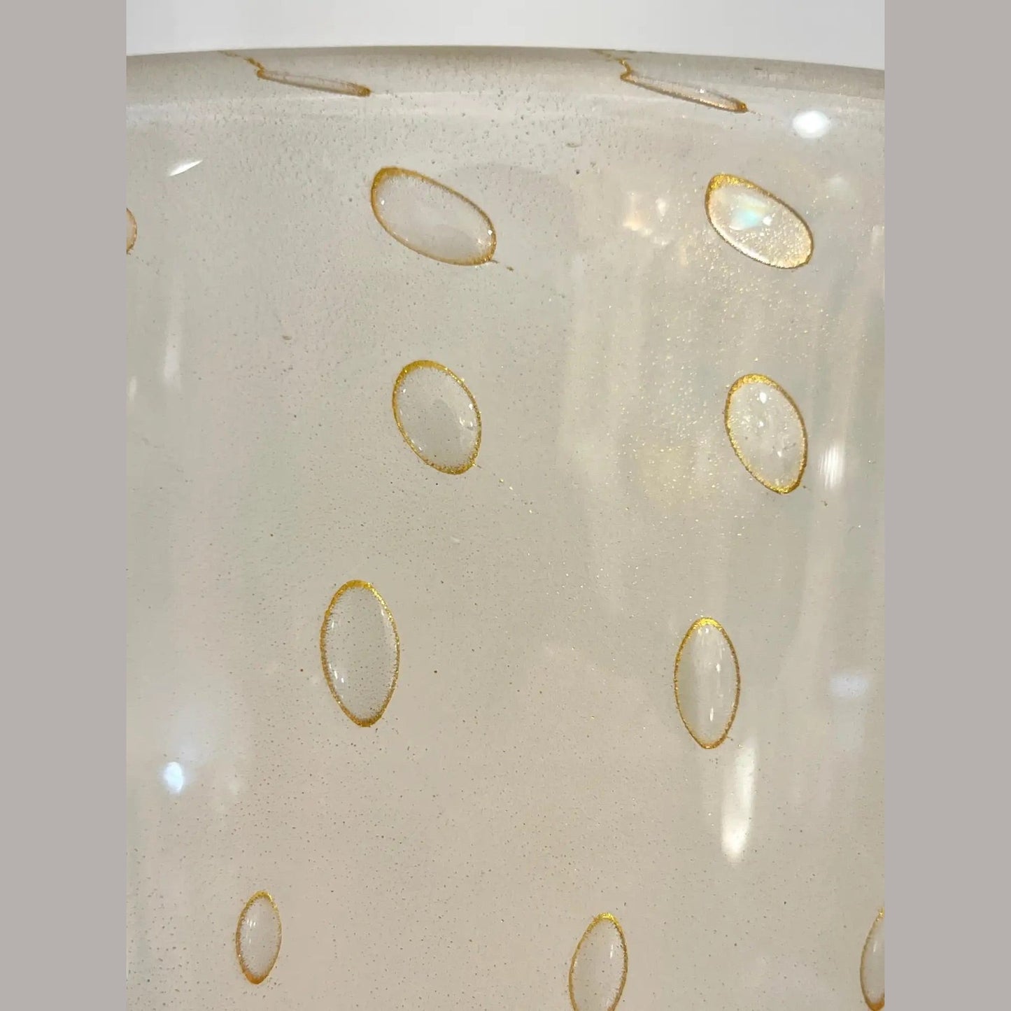 Modern Art Deco Style Beige Gold Frosted White Murano Glass Round Wall Lights