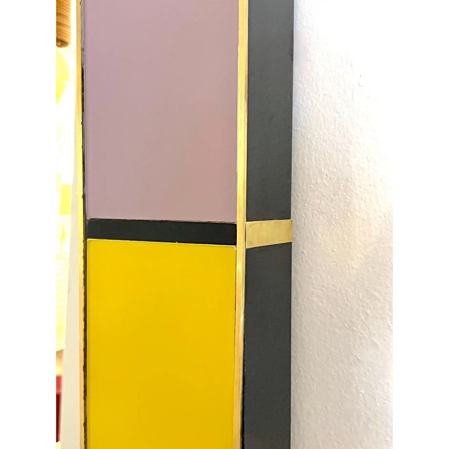 Bespoke Italian Mondrian Decor Red Yellow Gray Taupe Black White Glass Mirror