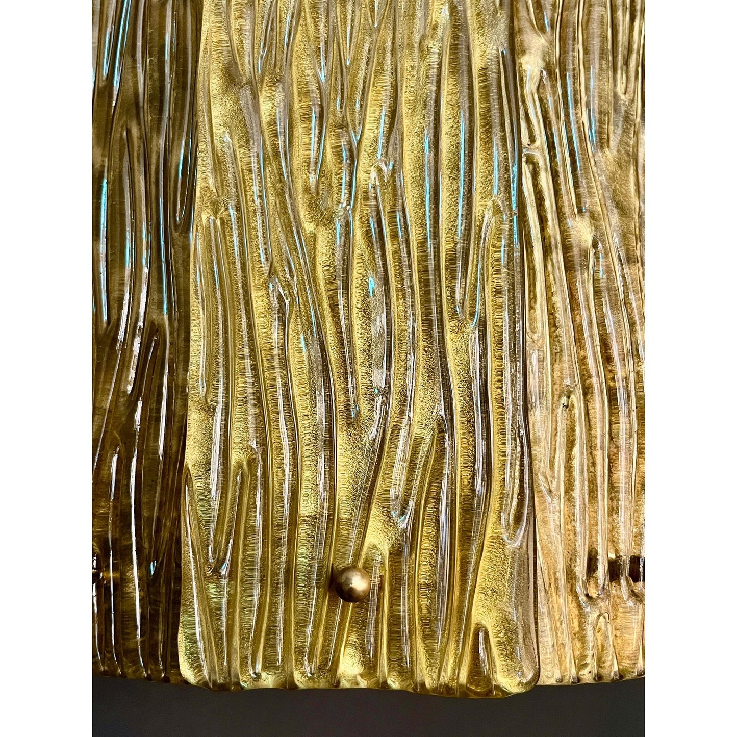 Bespoke Modern Art Deco Italian Gold Murano Glass Brass Lantern / Chandelier