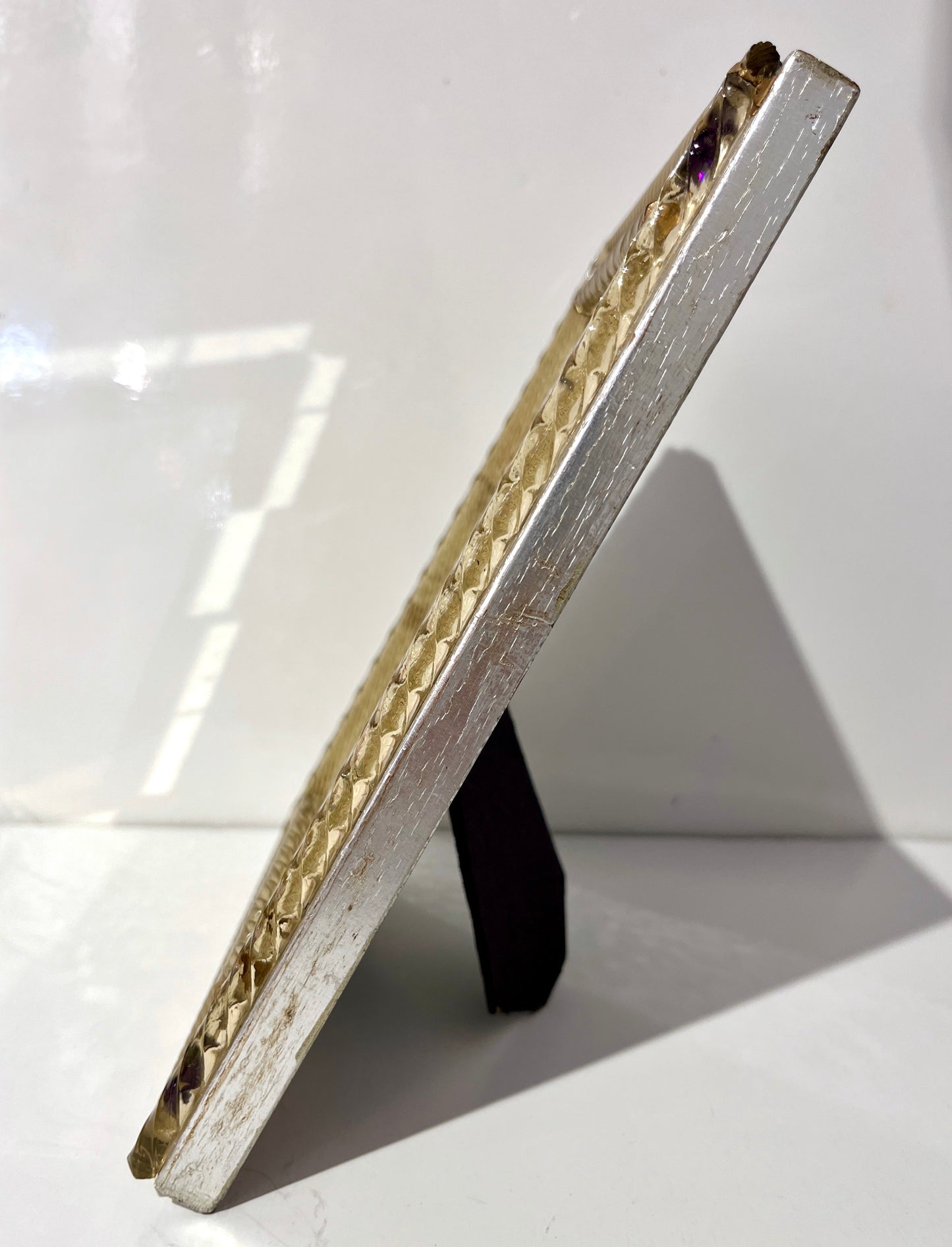1960s Italian Vintage Mirror & Gold Twisted Murano Glass Silvered Photo Frame