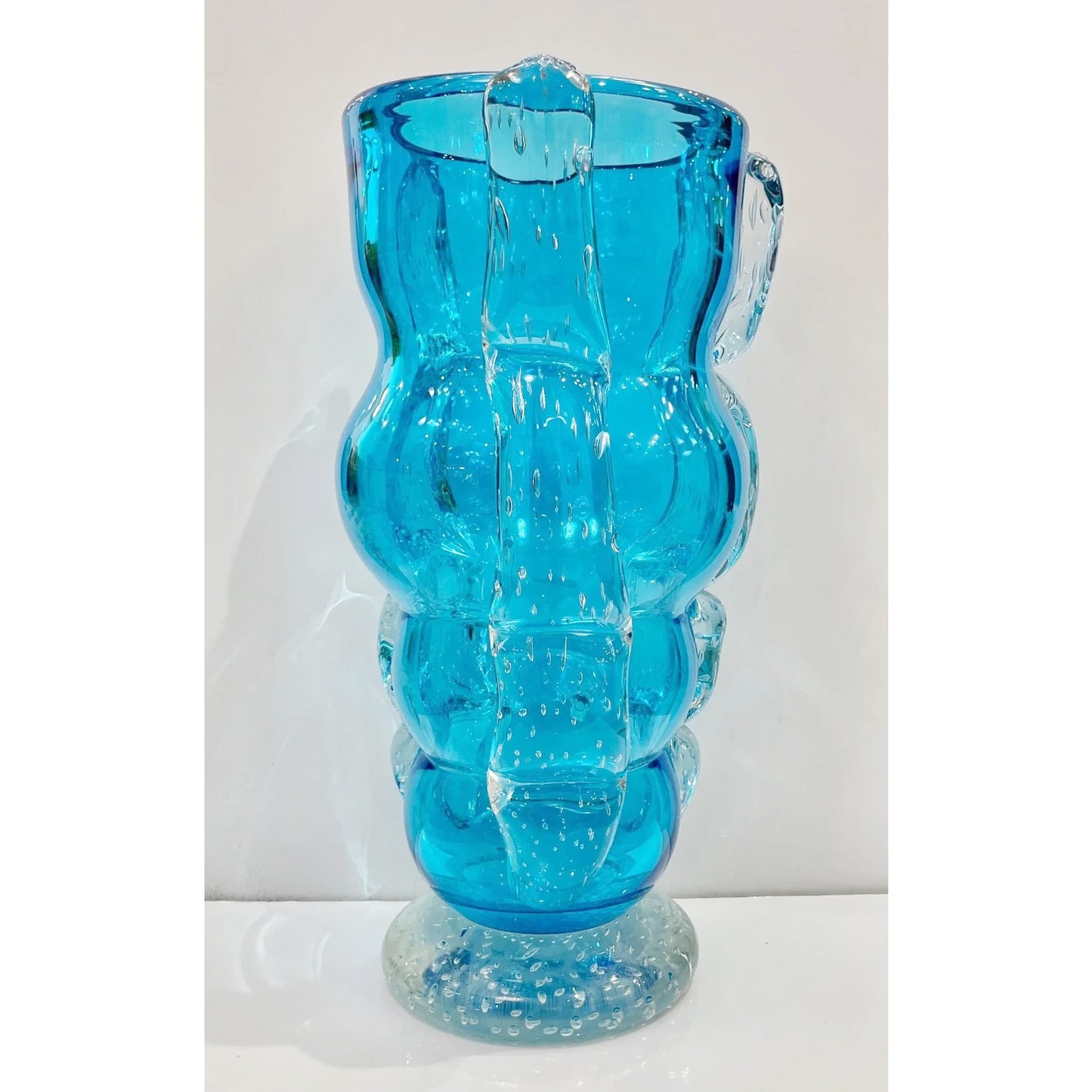 Signed Italian Sky Blue Murano Glass Vase by Flavio Costantini