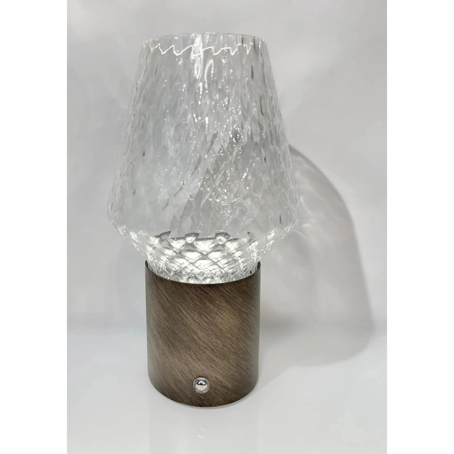 Italian Wireless Bronze Satin Brass Crystal Glass Portable Cone Table Lamp/Vase