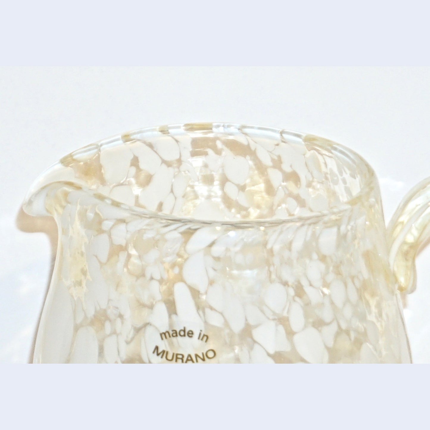 Italian Mottled Murano Glass Modern Pitcher Jug with White Murrine