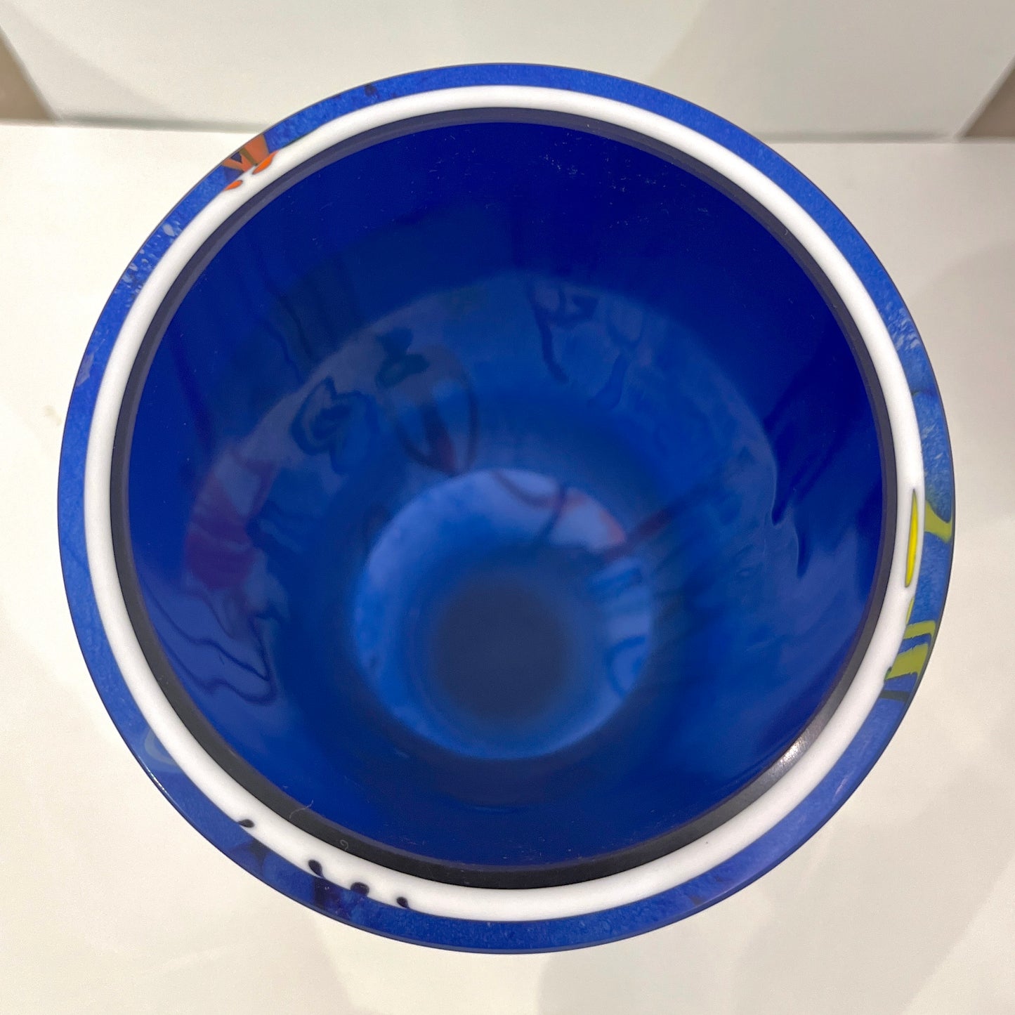 Modern Monumental Blue White Yellow Green Orange Murrine Huge Murano Glass Vase