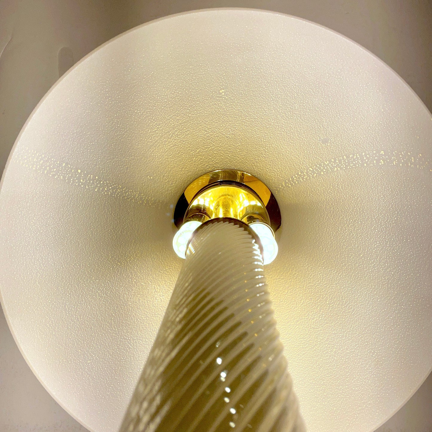 Italian Modern Pair of Art Deco Design Black White Gold Murano Glass Dome Lamps