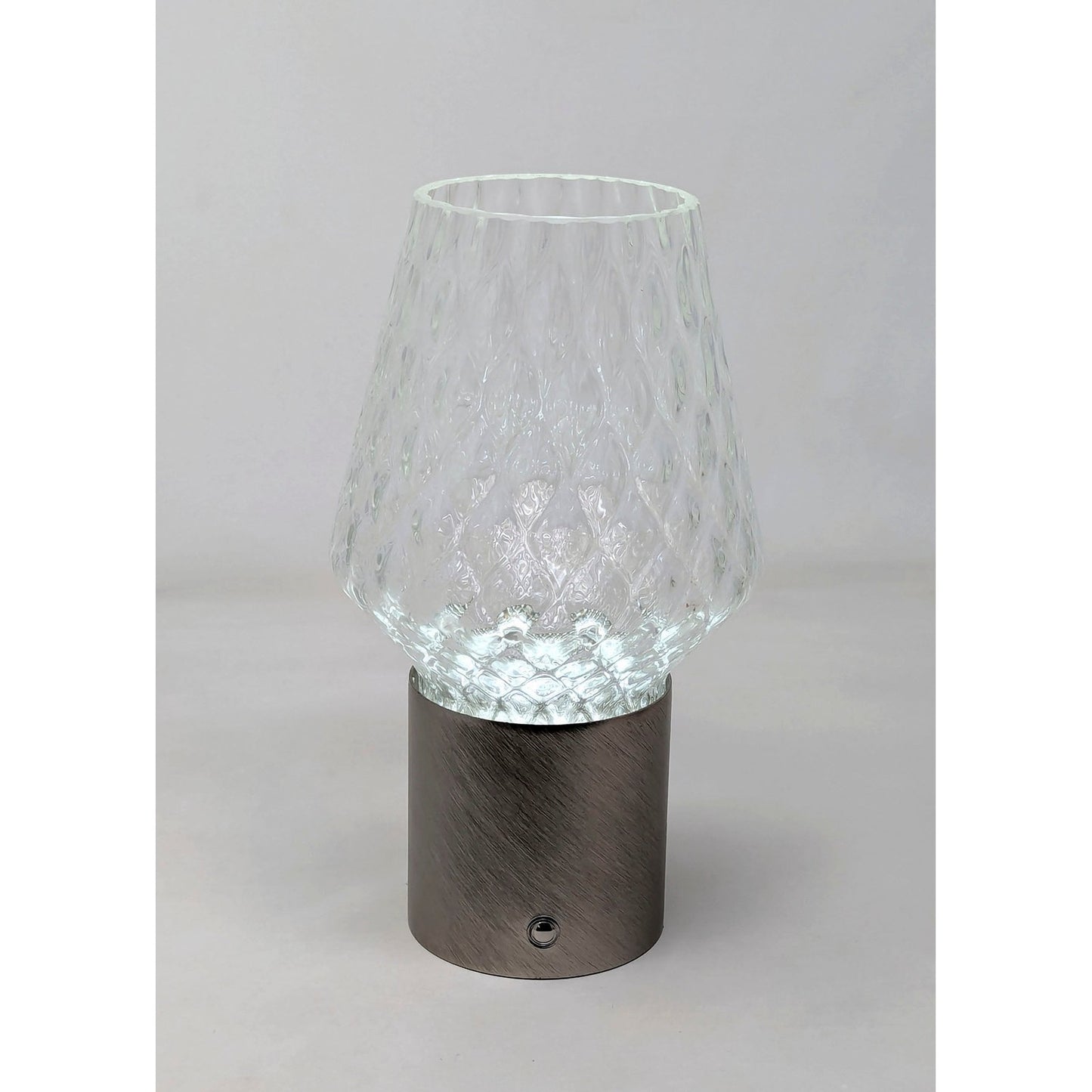 Italian Wireless Brushed Nickel Crystal Glass Portable Mini Table Lamp/Lit Vase