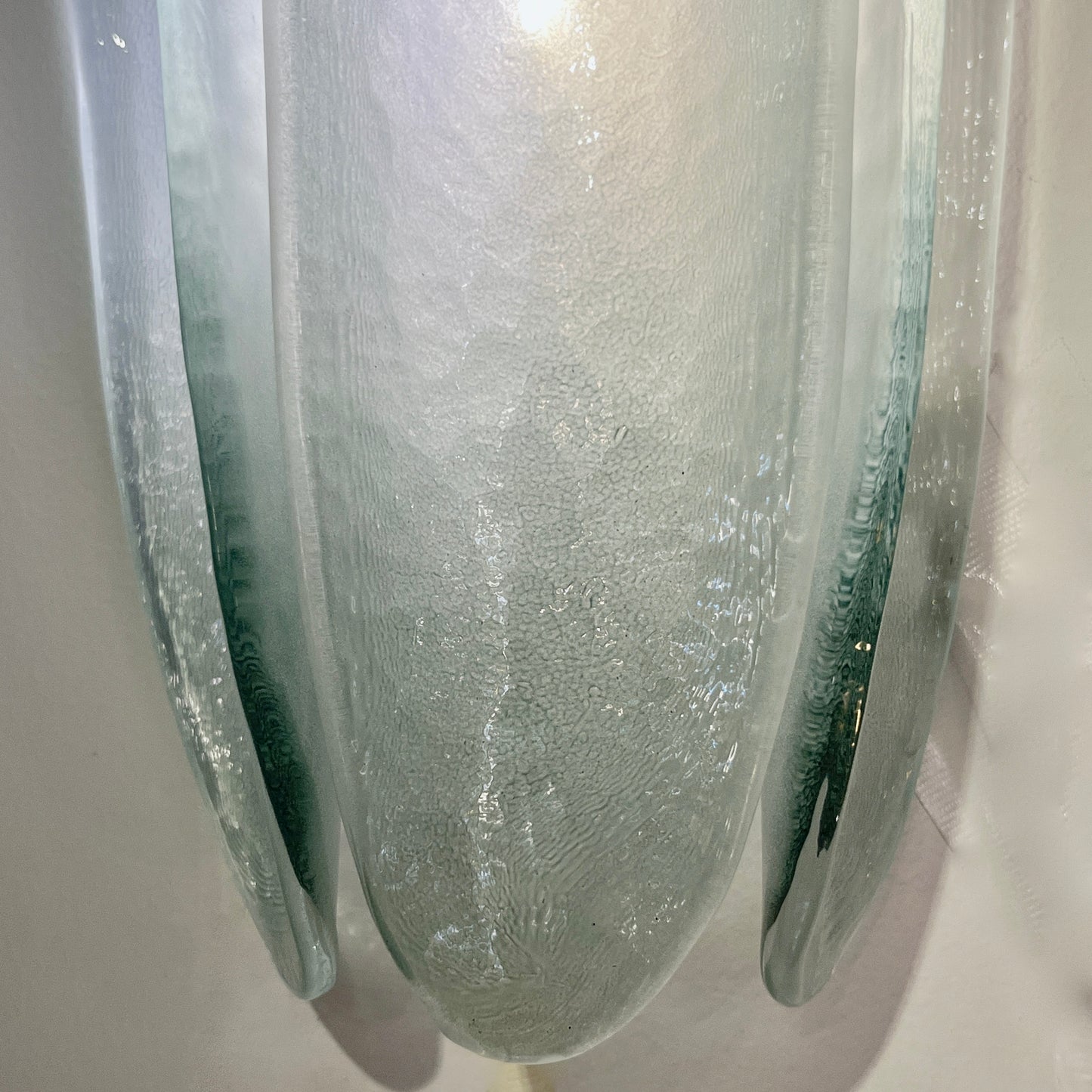 Contemporary Fontana Arte Style Aqua Green Blue Murano Glass Flame Wall Lights