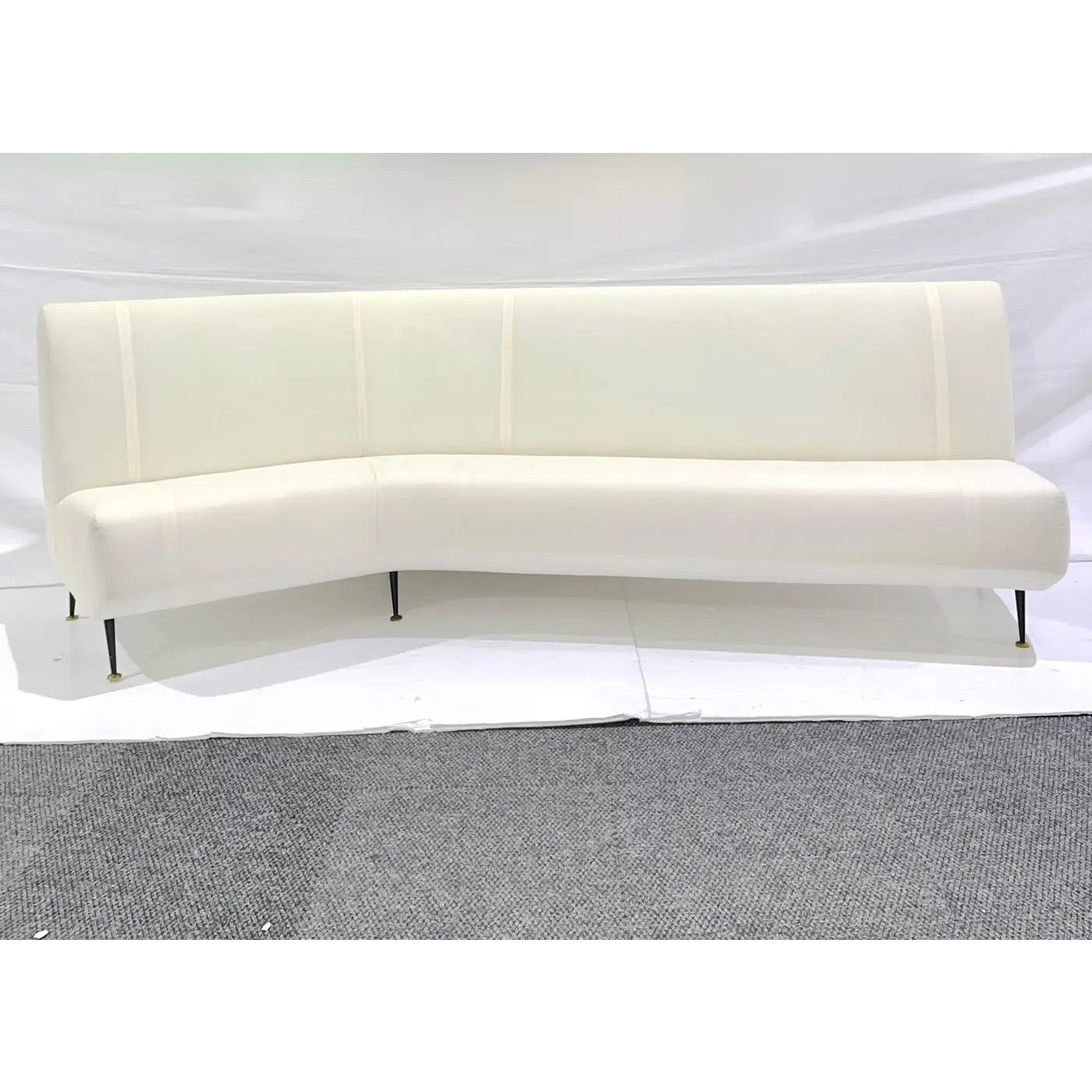Upholstery Ready Curved Italian Mid Century Modern Sofa on Black Lacquer Legs