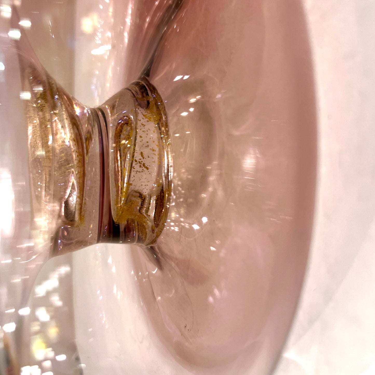 1970s Cenedese Italian Amethyst Purple Murano Glass Bottle Vase with Gold Center