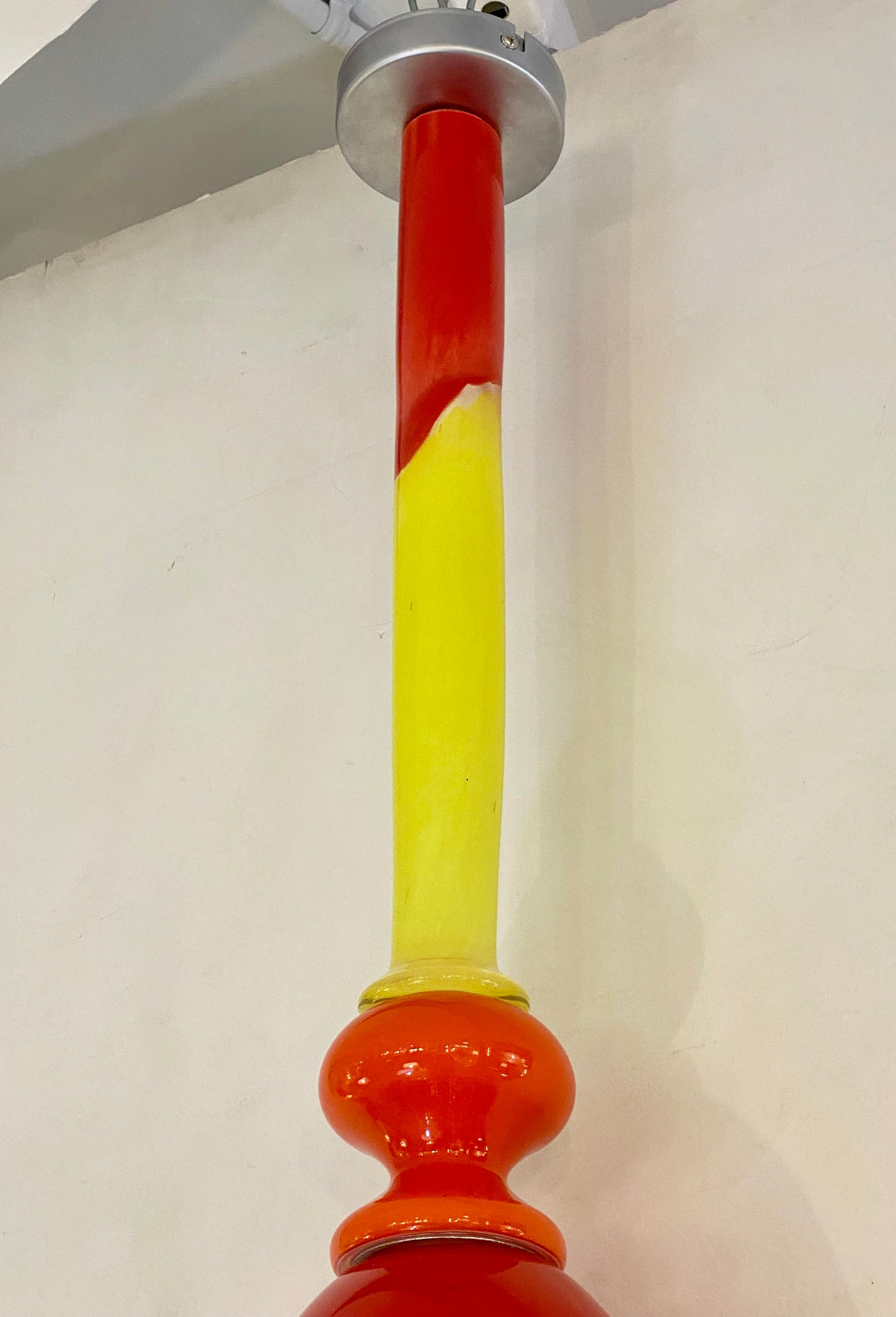 Contemporary Bespoke Italian Organic Yellow Orange Murano Glass Pendant Light