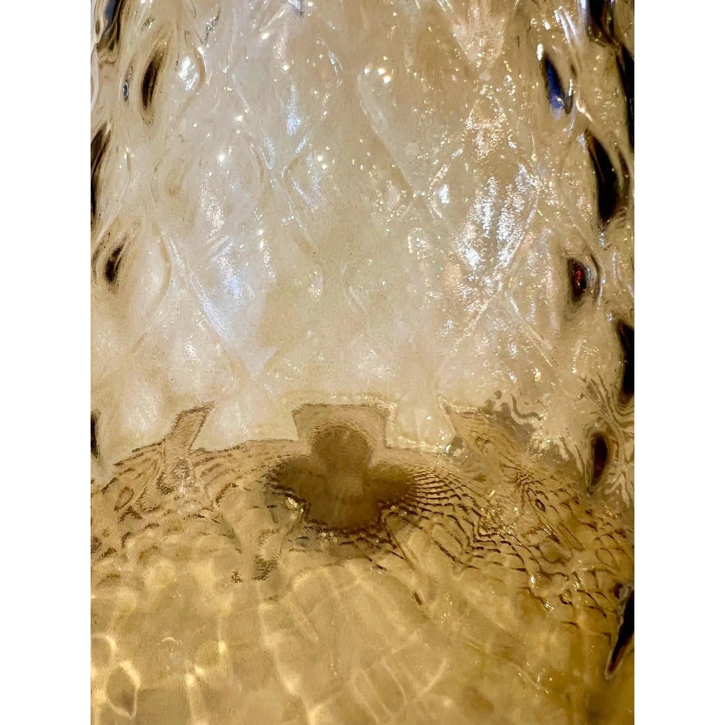 Italian Wireless Dimmable White Amber Gold Glass Portable Table Lamp/Lit Vase