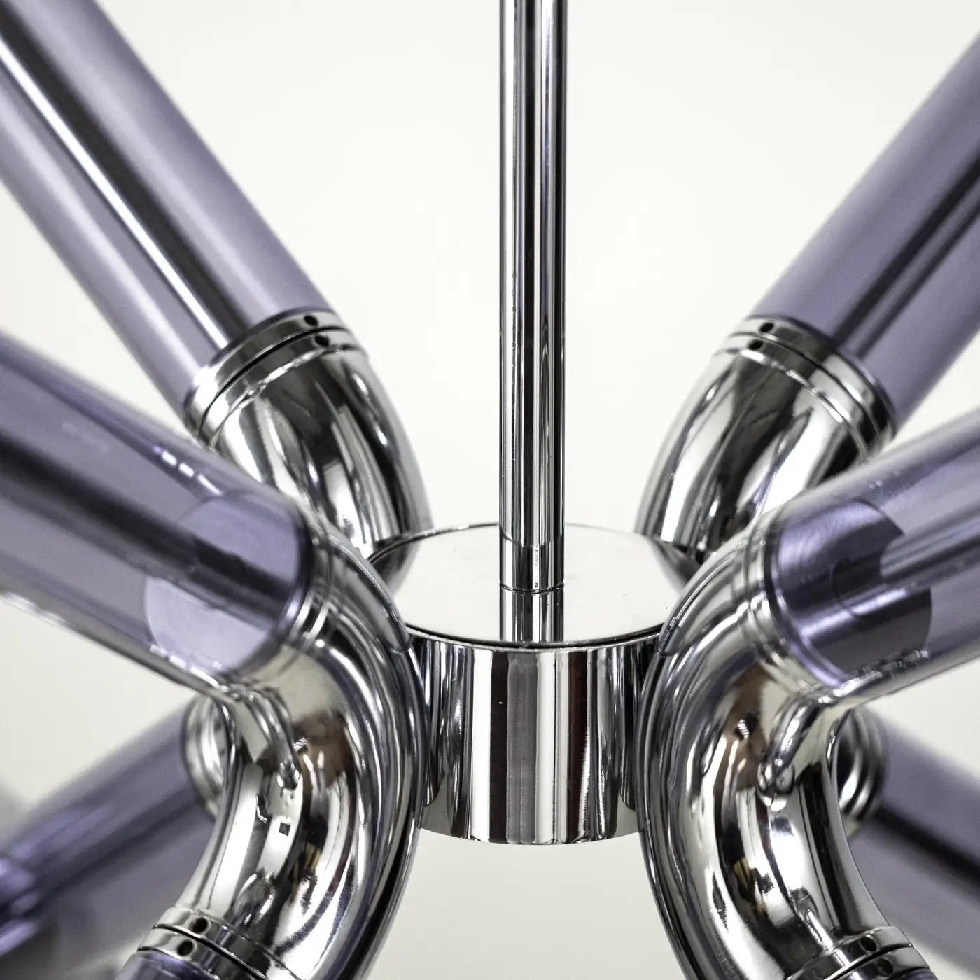 Contemporary Italian Purple Blue Glass Chrome 12-Light Modern Sputnik Chandelier