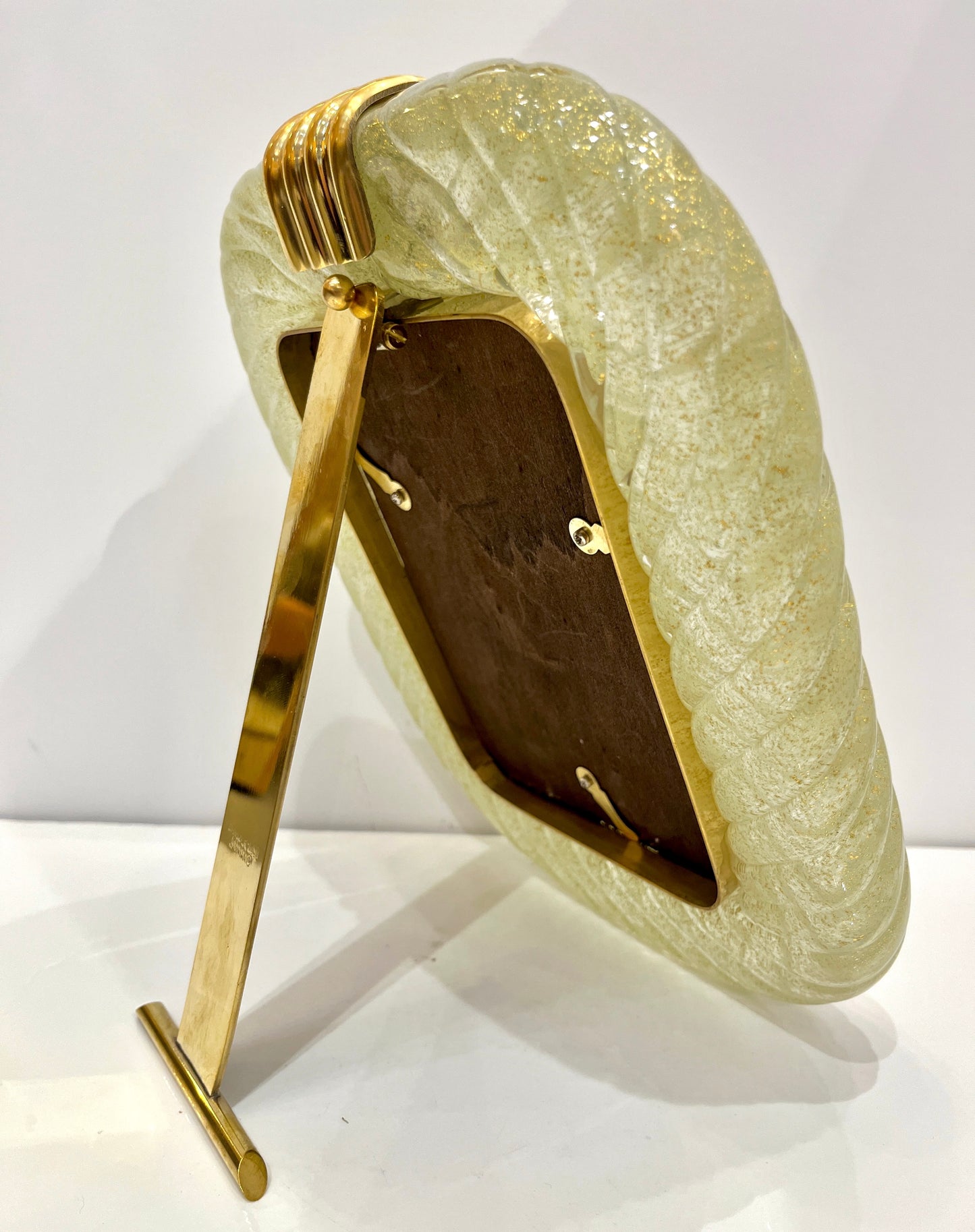 Barovier Toso Contemporary 24 Kt Gold Chartreuse Murano Glass Photo Frame