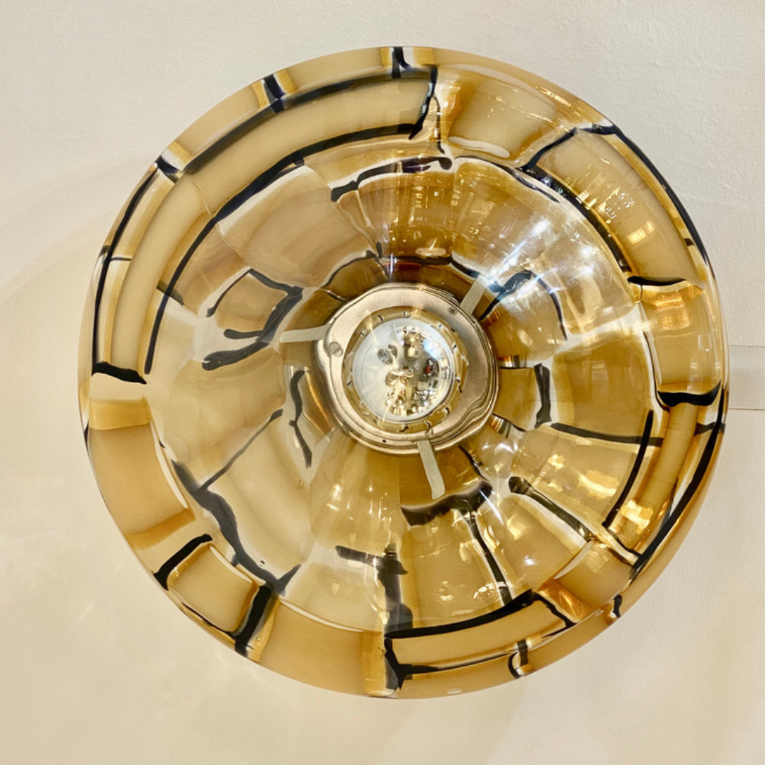 Italian 1970s Vintage Barovier Caramel Black Murano Glass Ceiling Light/Sconce
