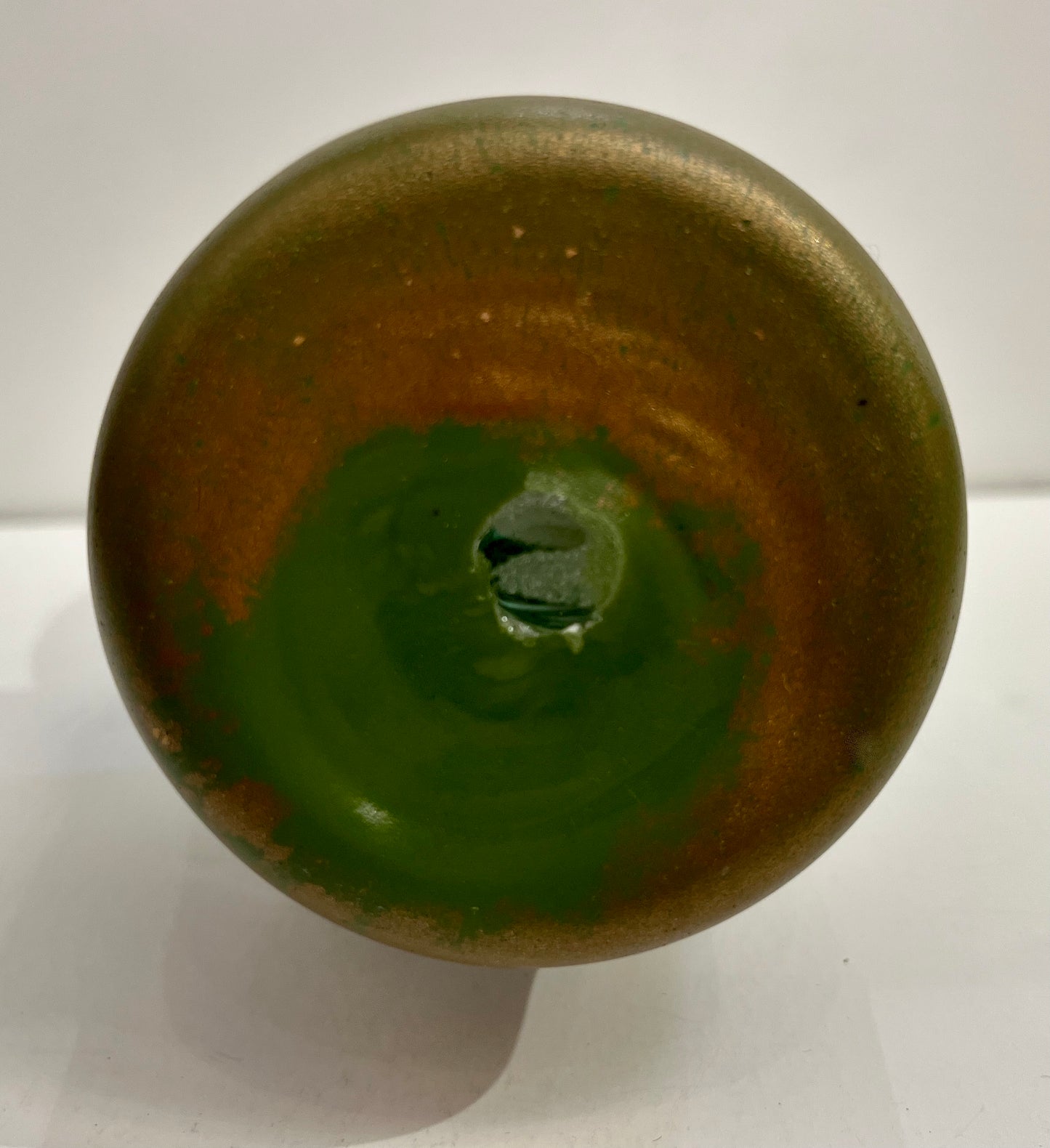 2000s Italian Moss Green Gold Murano Art Glass Cactus Plant with White Flower