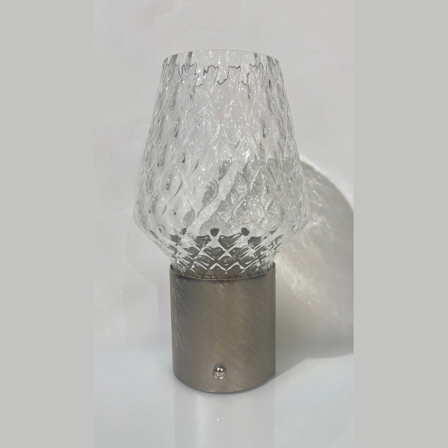 Italian Wireless Brushed Nickel Crystal Glass Portable Mini Table Lamp/Lit Vase