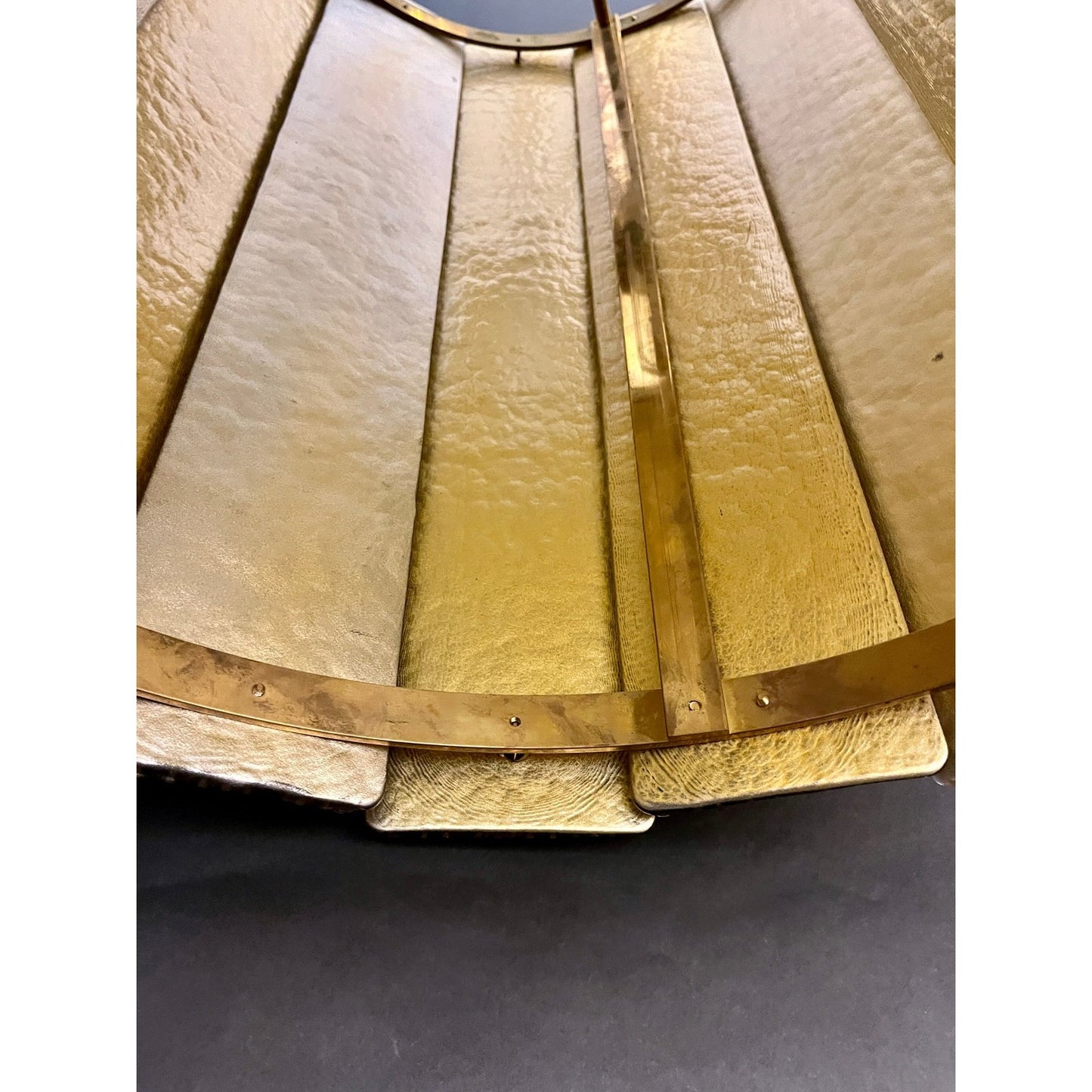 Bespoke Modern Art Deco Italian Gold Murano Glass Brass Lantern / Chandelier