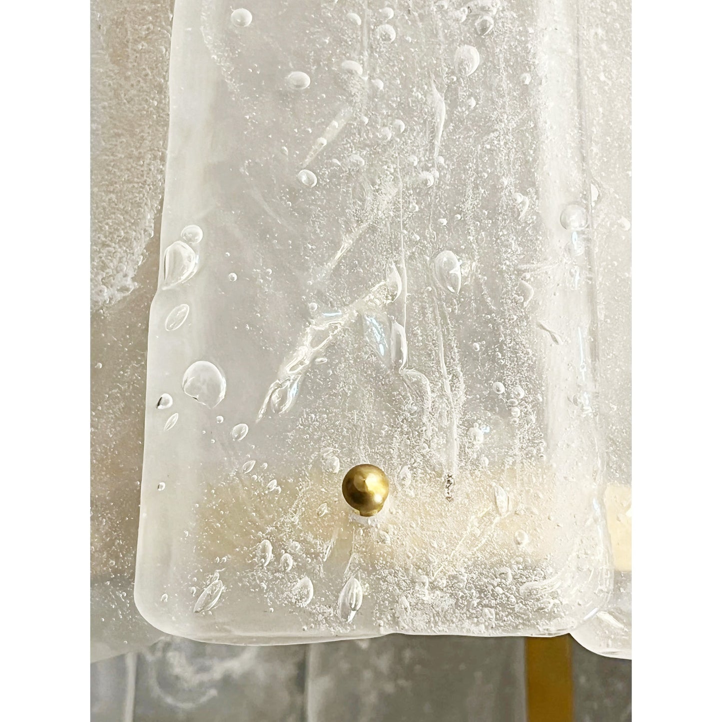 Bespoke Modern Art Deco Italian White Murano Glass Brass Lantern / Chandelier