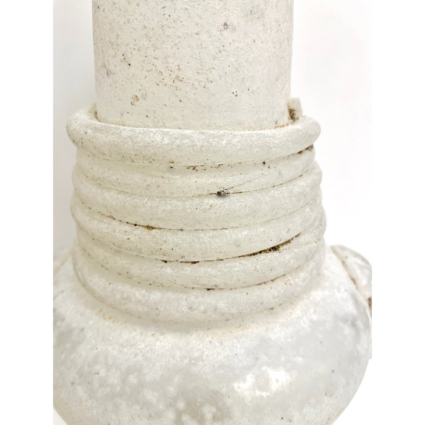 Cenedese 1950s Mid-Century Modern Italian White Scavo Murano Glass Round Vase