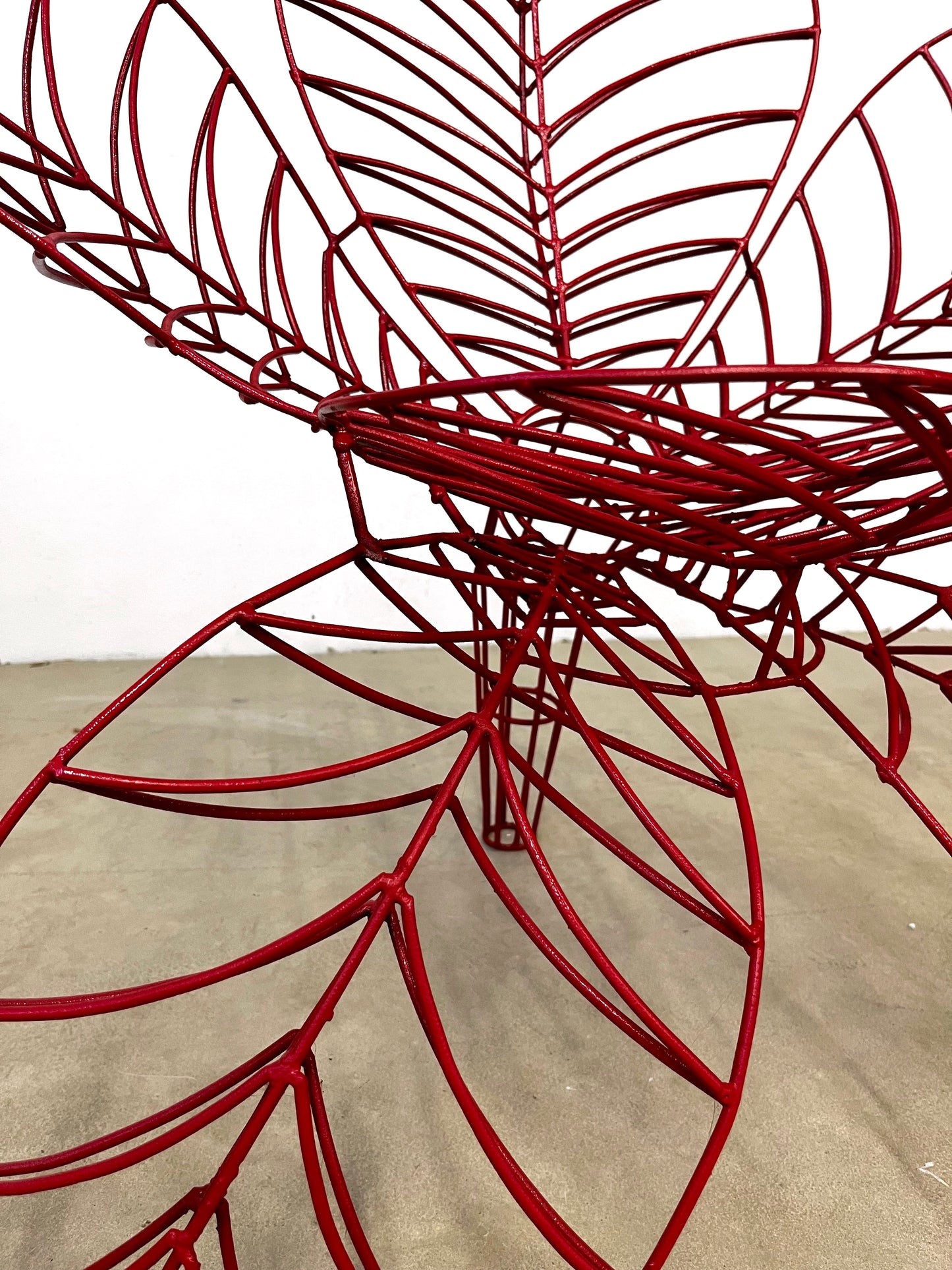 Spazzapan Italian Post-Modern Pop Art Red Metal Flower Sculpture Armchair