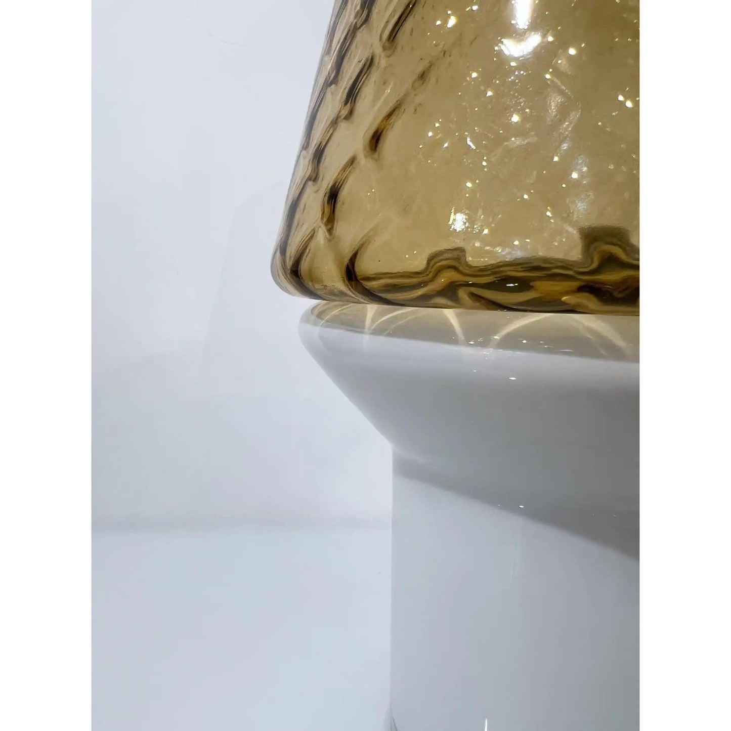 Italian Wireless Dimmable White Amber Gold Glass Portable Table Lamp/Lit Vase