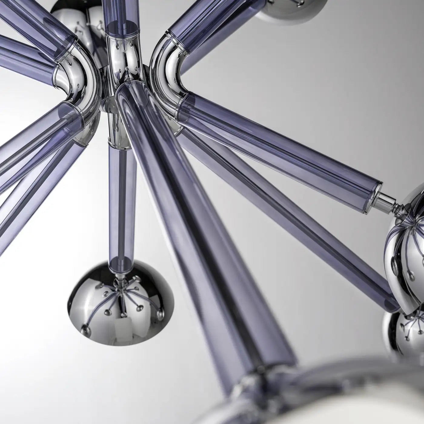 Contemporary Italian Purple Blue Glass Chrome 12-Light Modern Sputnik Chandelier