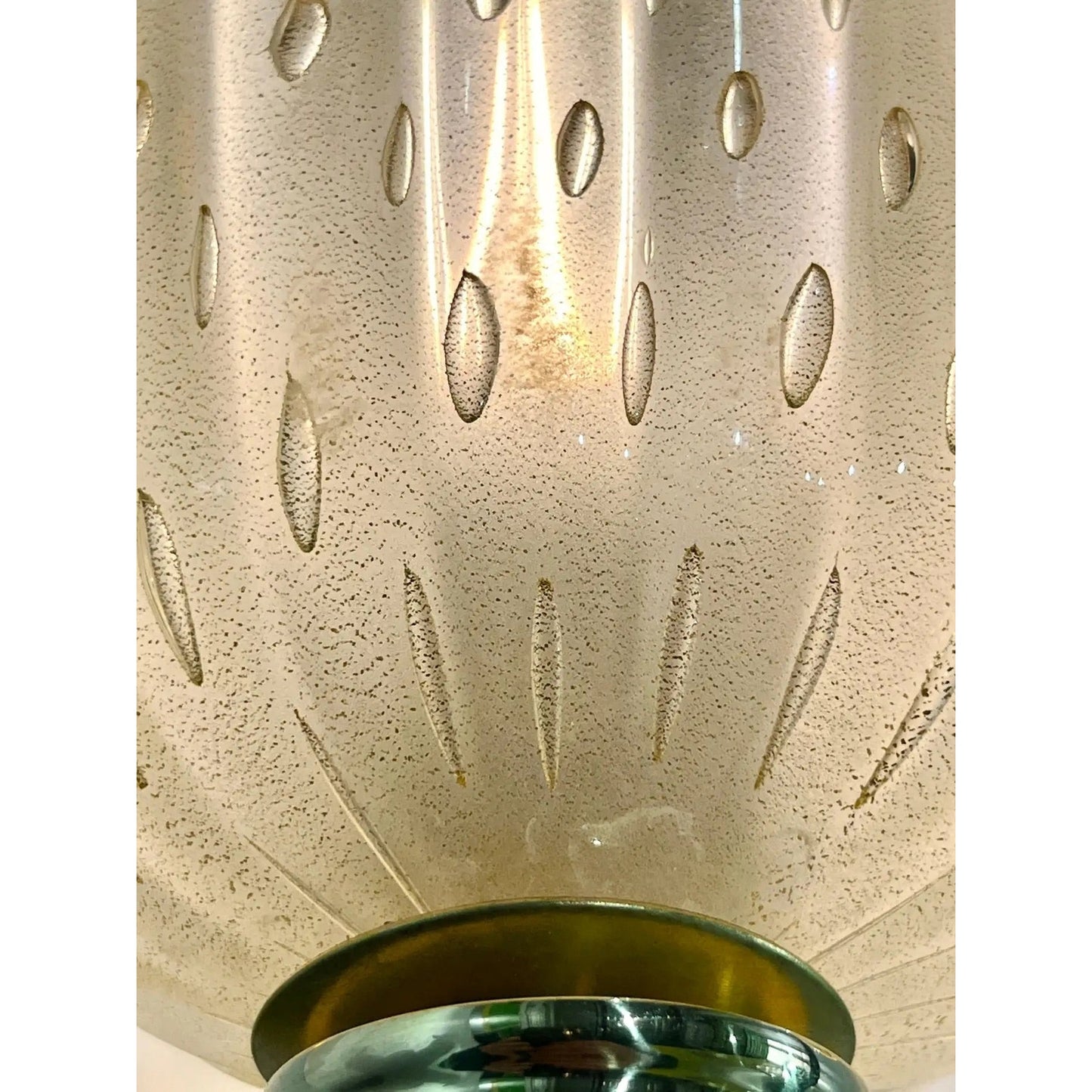 Contemporary Italian Art Deco Design Gold Leaf Frosted Murano Glass Bowl Sconces