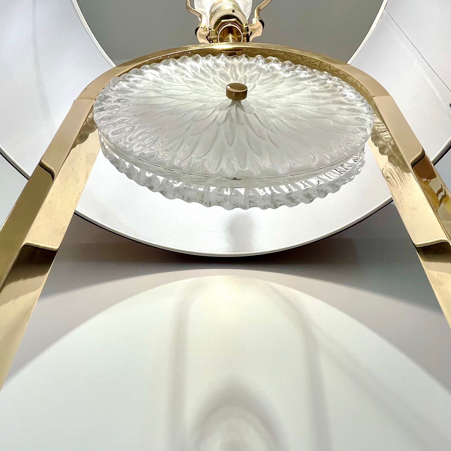 European Art Deco Style Minimalist Crystal Murano Glass Brass Marble Floor Lamp
