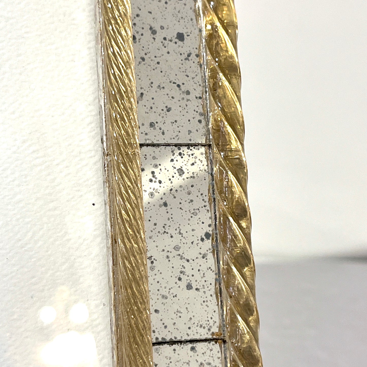 1960s Italian Vintage Mirror & Gold Twisted Murano Glass Silvered Photo Frame