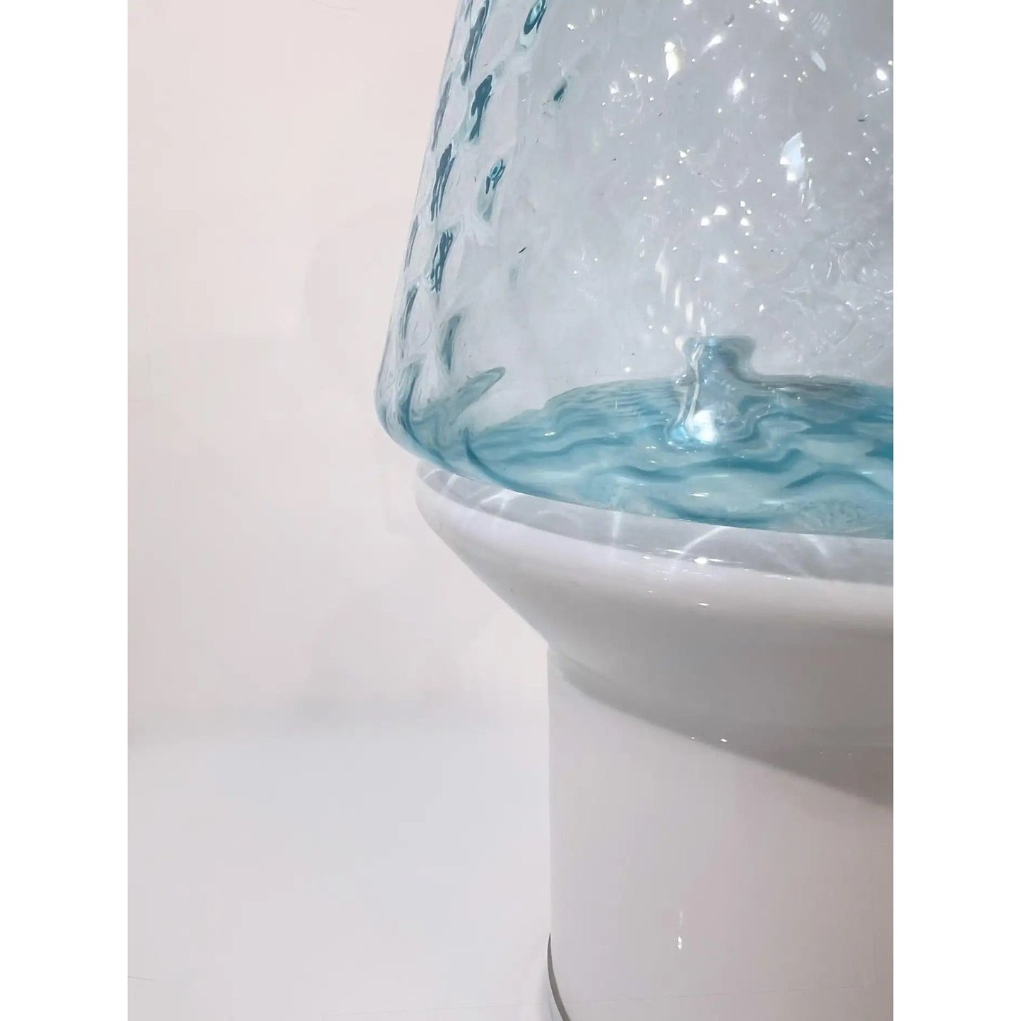 Italian Wireless Dimmable White Light Blue Glass Portable Table Lamp / Lit Vase