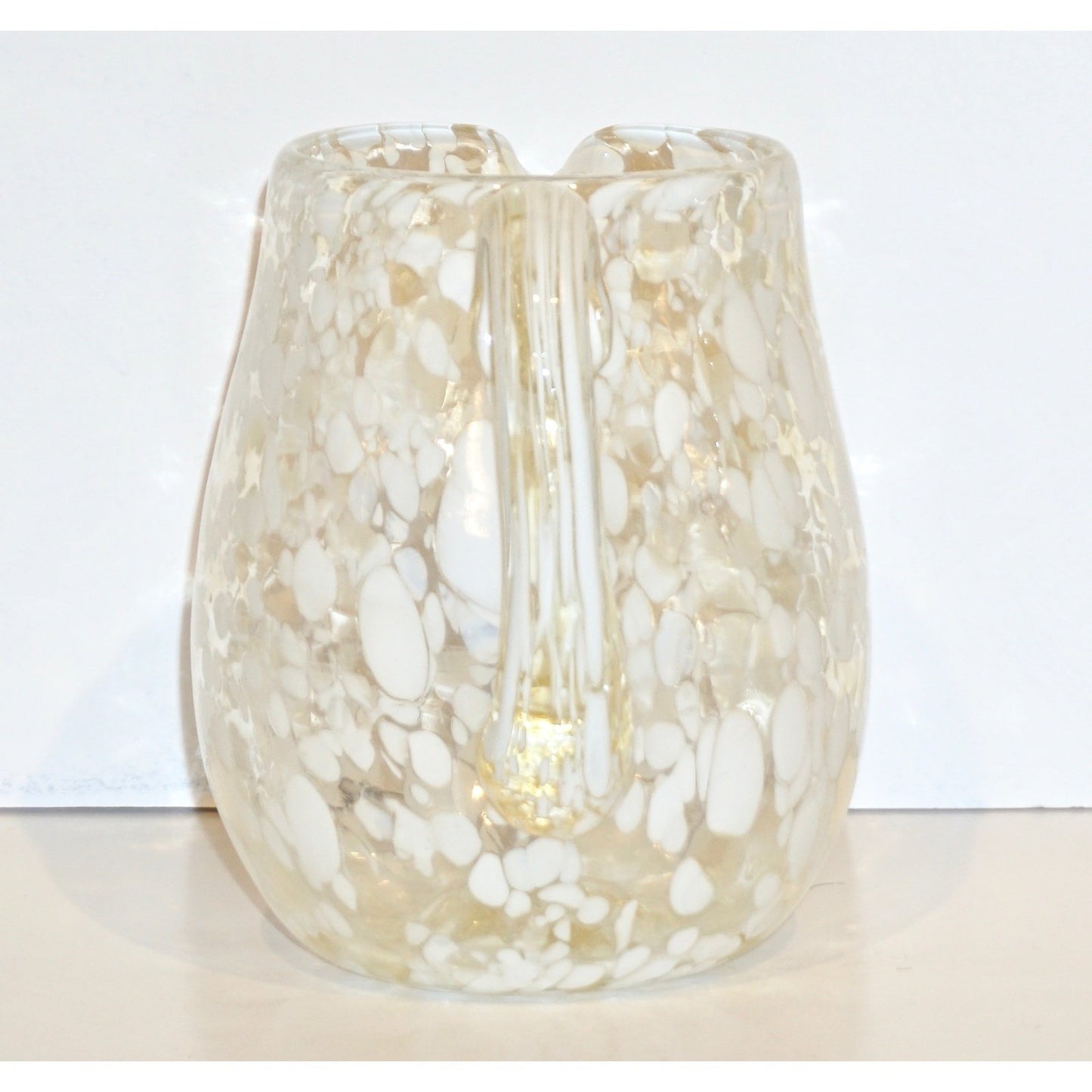 Italian Mottled Murano Glass Modern Pitcher Jug with White Murrine