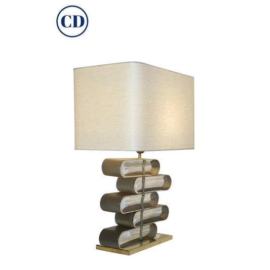 Italian Modern Brass and Bronze Murano Glass Architectural Table Lamp