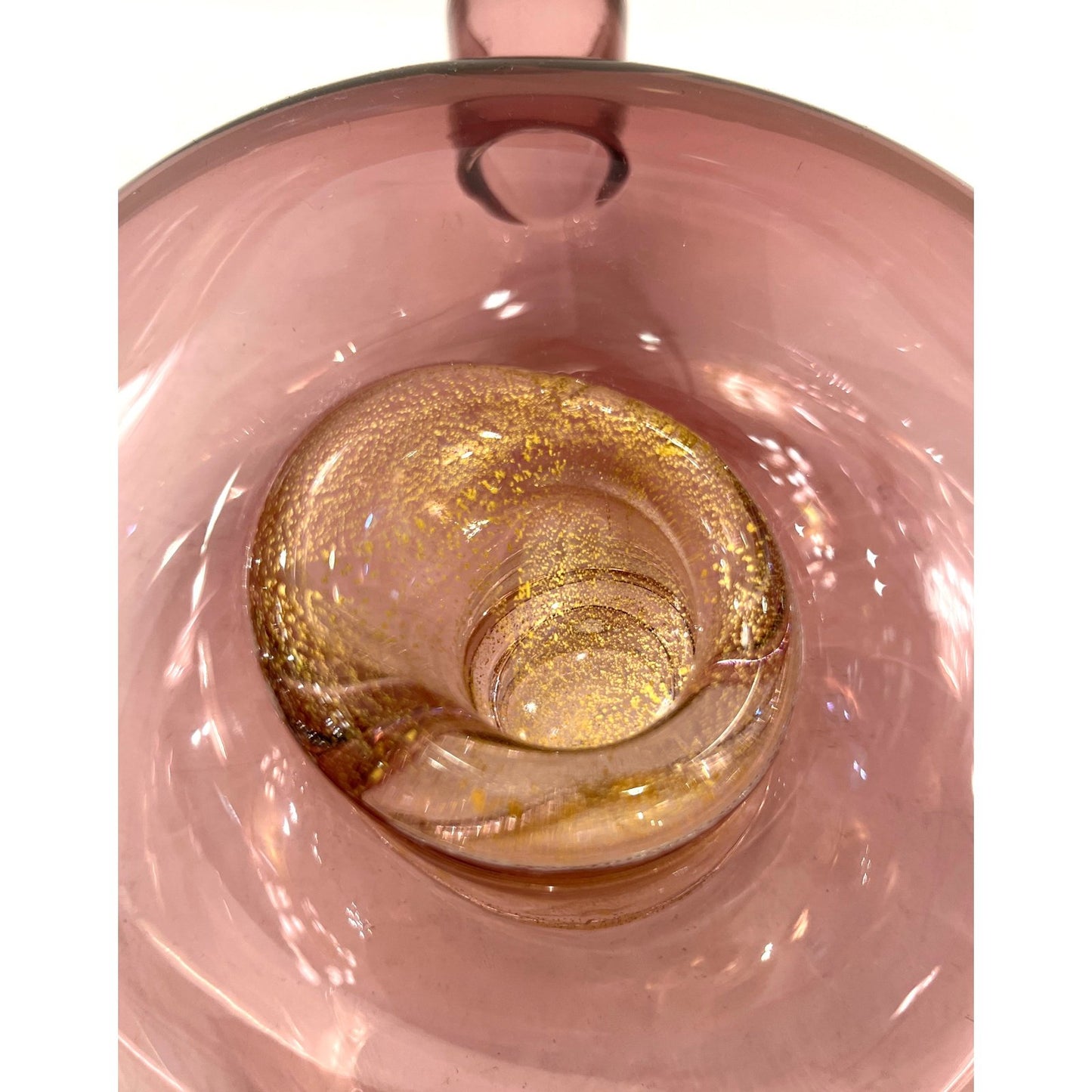 1970s Cenedese Italian Amethyst Purple Murano Glass Bottle Vase with Gold Center