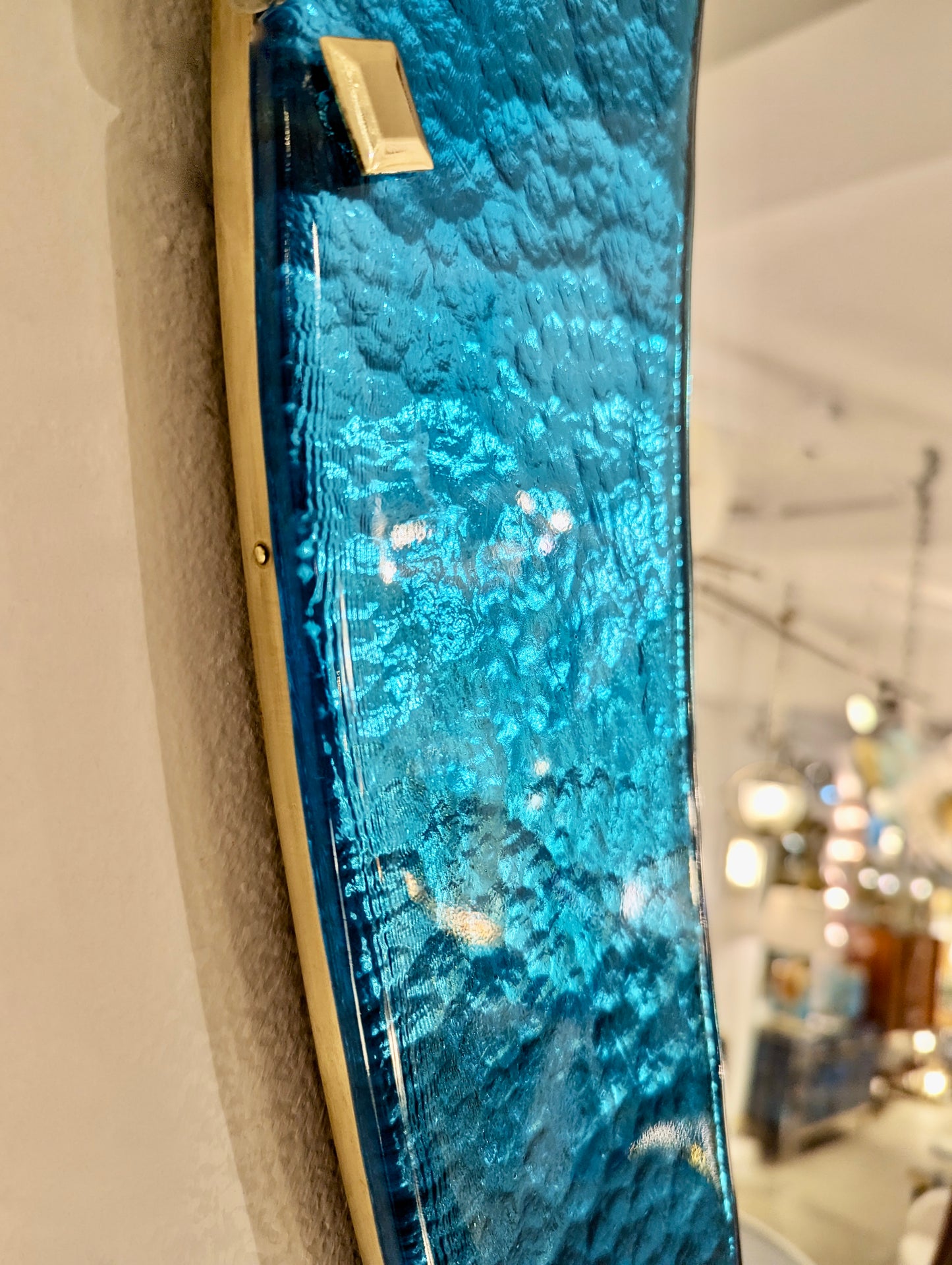 Bespoke Contemporary Italian Memphis Design Gold Turquoise Murano Glass Mirror