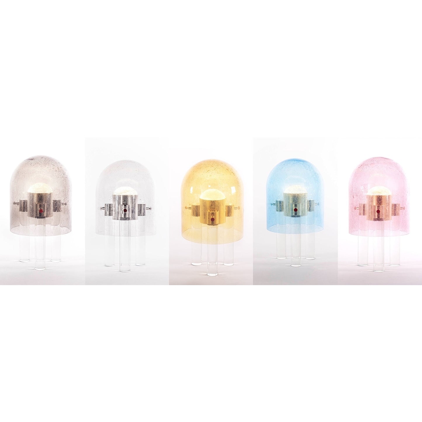 Wireless Italian Dimmable Smoked Murano Glass Space Age Nickel Portable Lamp