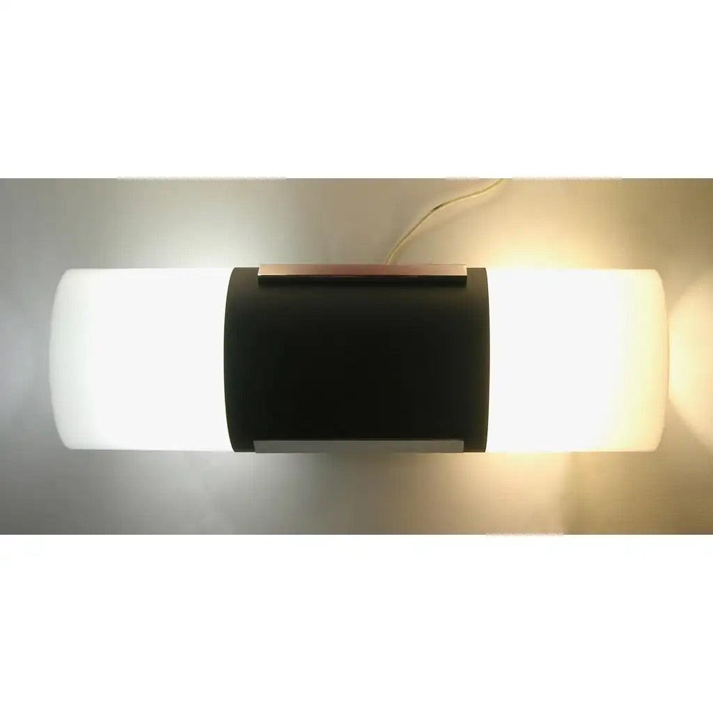 1960 Italian Pair of Black & White Tall Ceiling/ Wall Lights