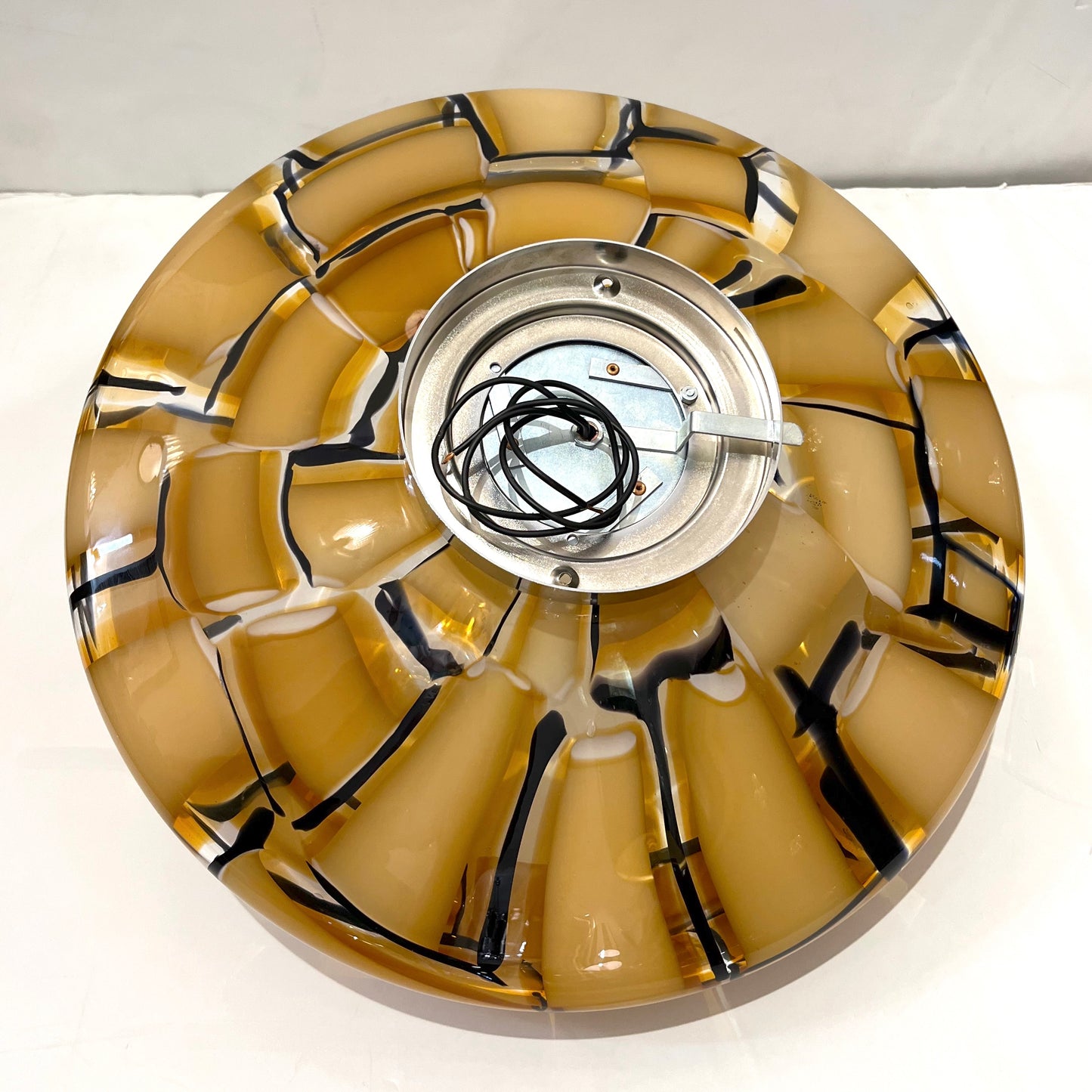 Italian 1970s Vintage Barovier Caramel Black Murano Glass Ceiling Light/Sconce