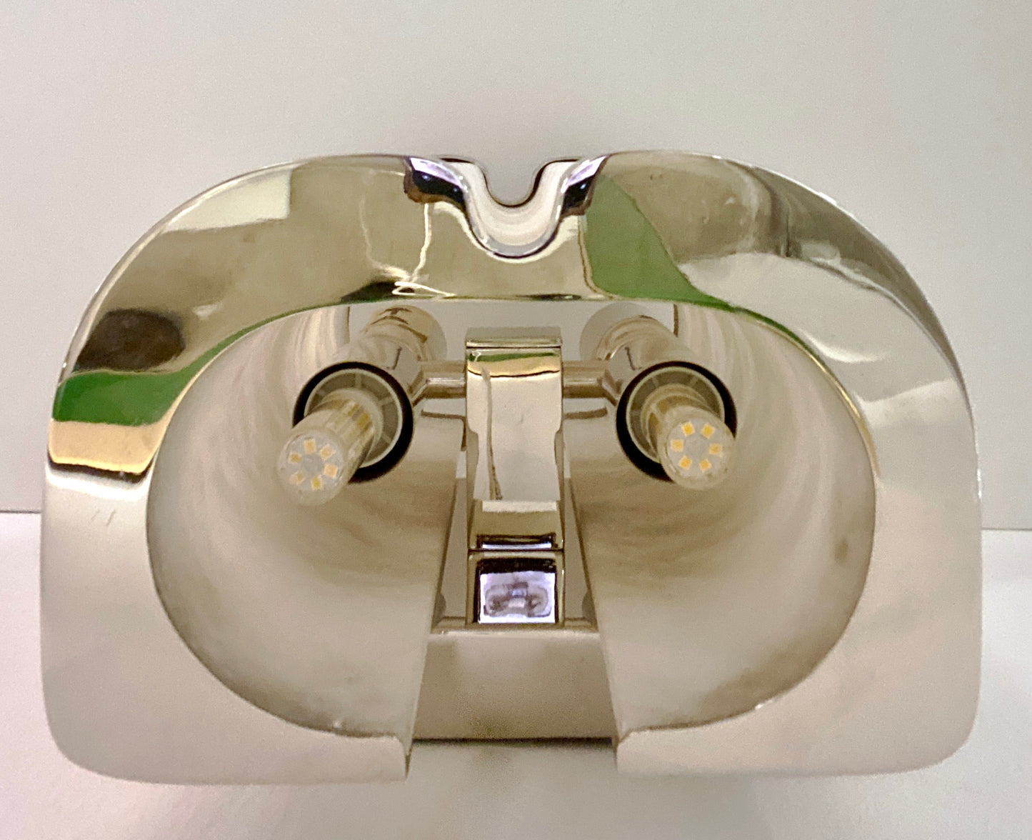 Bespoke Italian Art Deco Style Cream White Alabaster Nickel Pair Curved Sconces