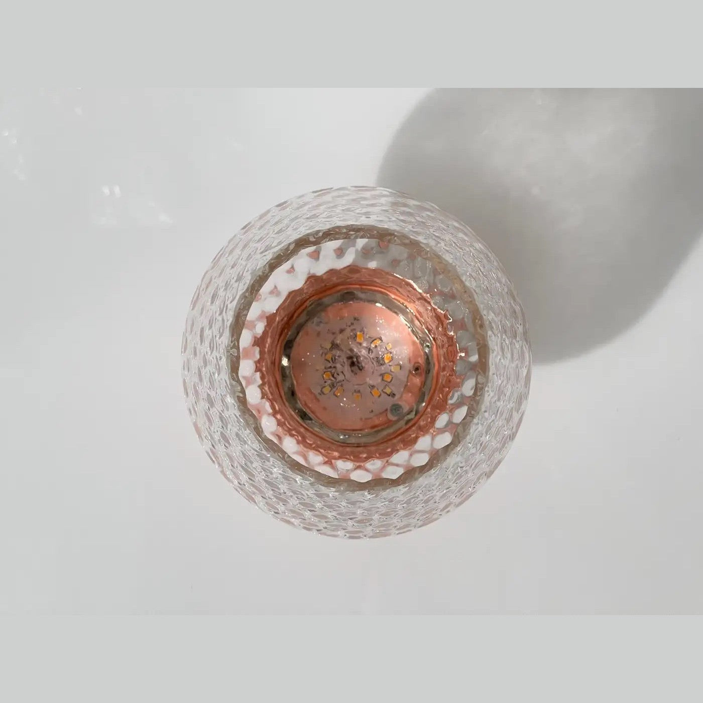 Italian Wireless Brushed Copper Crystal Glass Portable Cone Table Lamp/Lit Vase