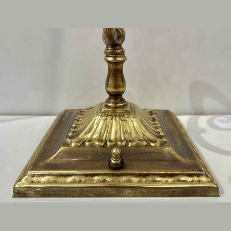 1950s American Art Deco Style Brass Table/Desk Lamp with Satin White Glass Shade